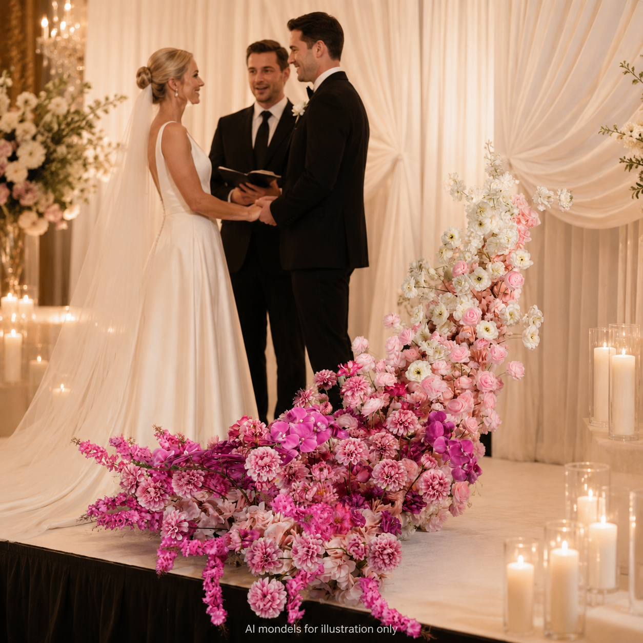 Artificial Wedding Flower Waterfall 6.9ft Arch Decor, Blush Pink & Lavender