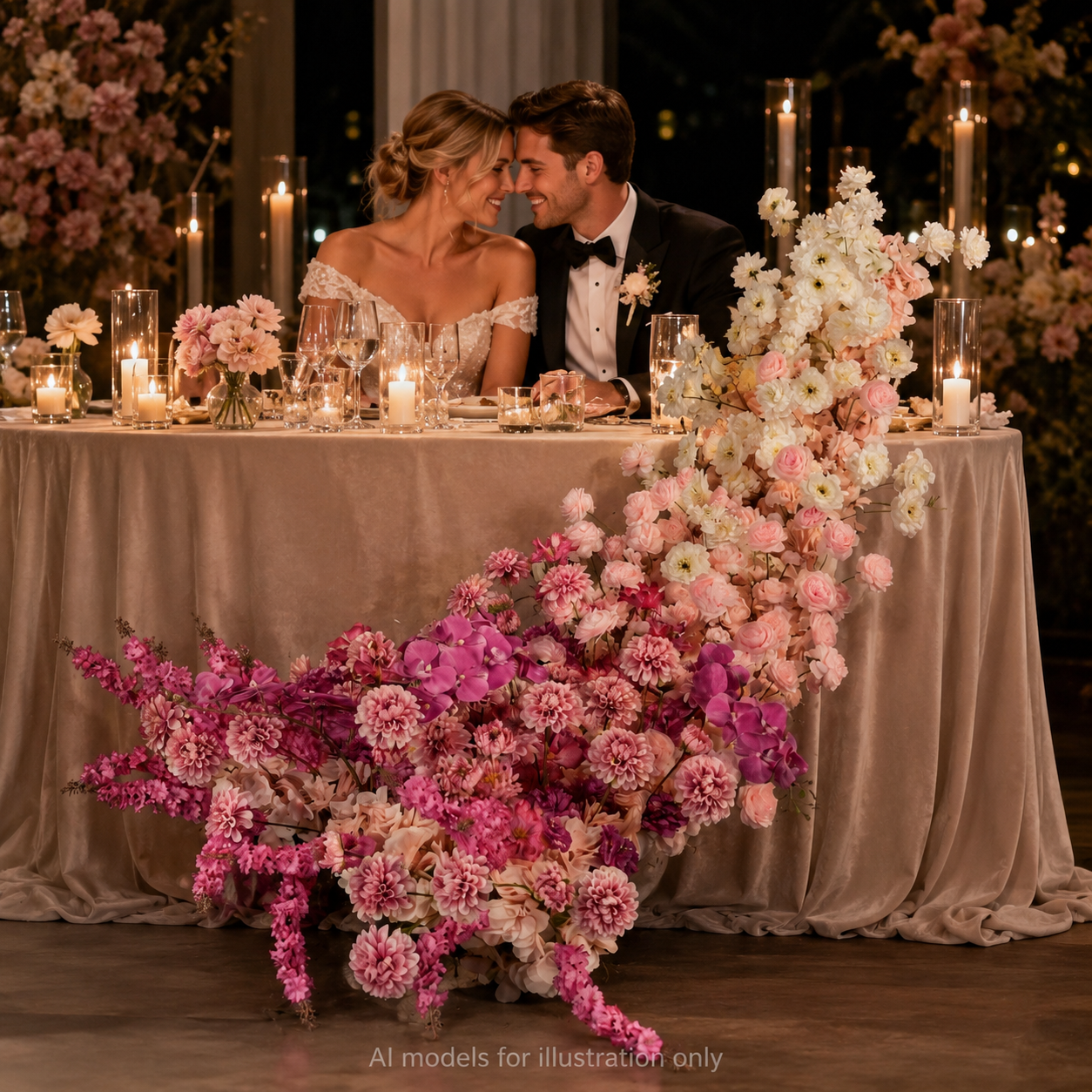 Artificial Wedding Flower Waterfall 6.9ft Arch Decor, Blush Pink & Lavender