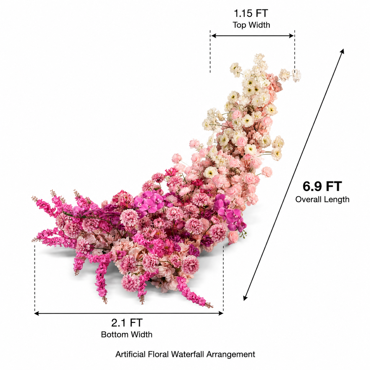 Artificial Wedding Flower Waterfall 6.9ft Arch Decor, Blush Pink & Lavender