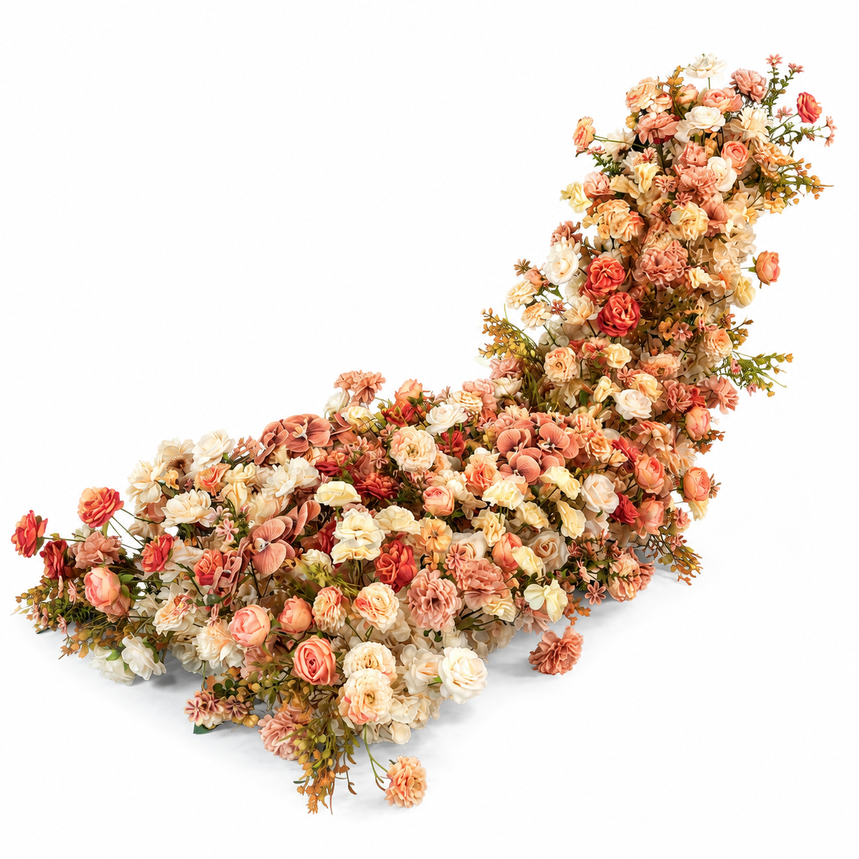 Artificial Wedding Flower Waterfall 6.9ft Arch Decor, Peach Coral & Cream