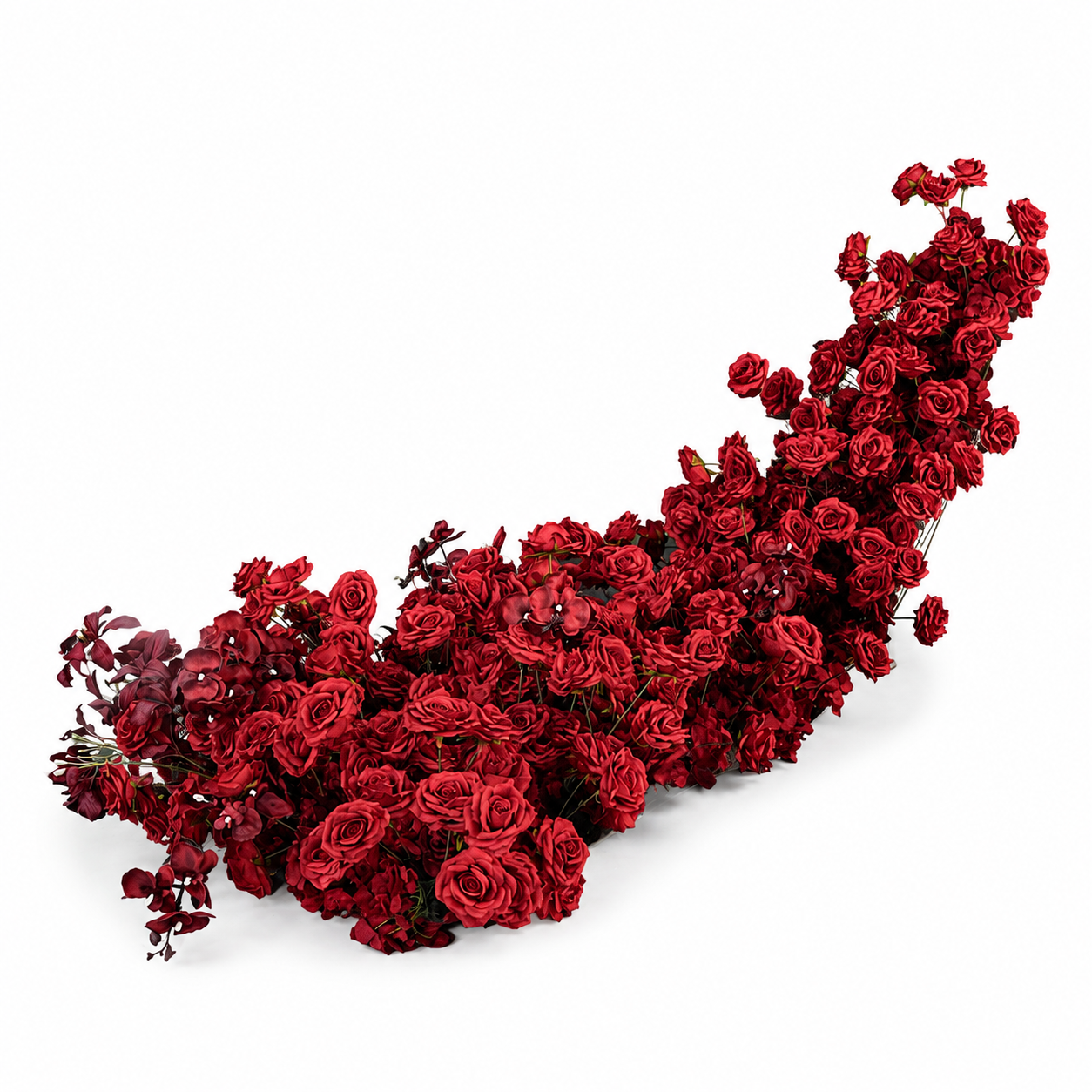 Artificial Wedding Flower Waterfall 6.9ft Arch Decor, Burgundy Red