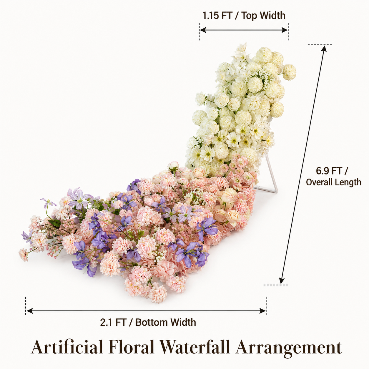 Artificial Wedding Flower Waterfall 6.9ft Arch Decor, Blush Pink & Lavender