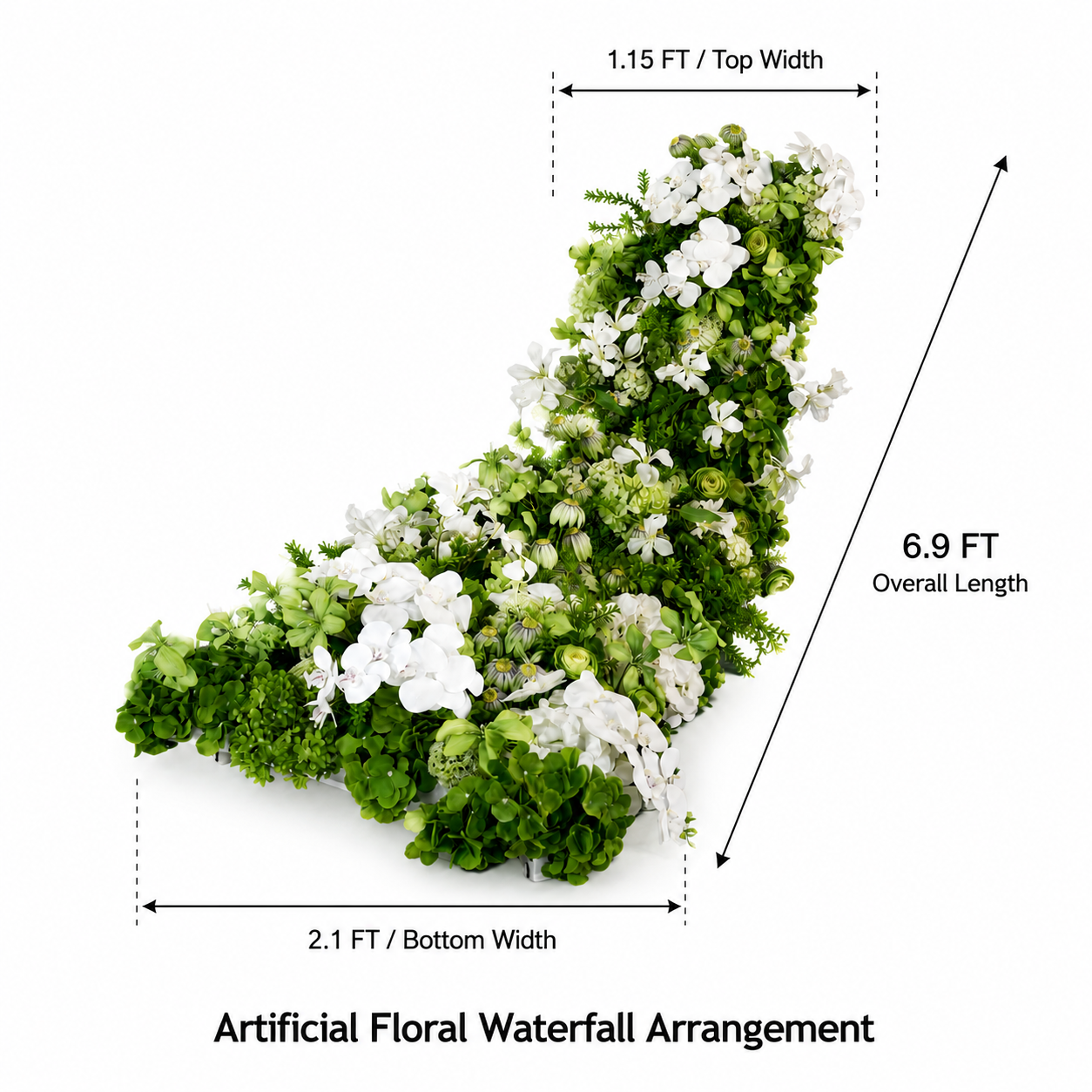 Artificial Wedding Flower Waterfall 6.9ft Arch Decor, Green & White