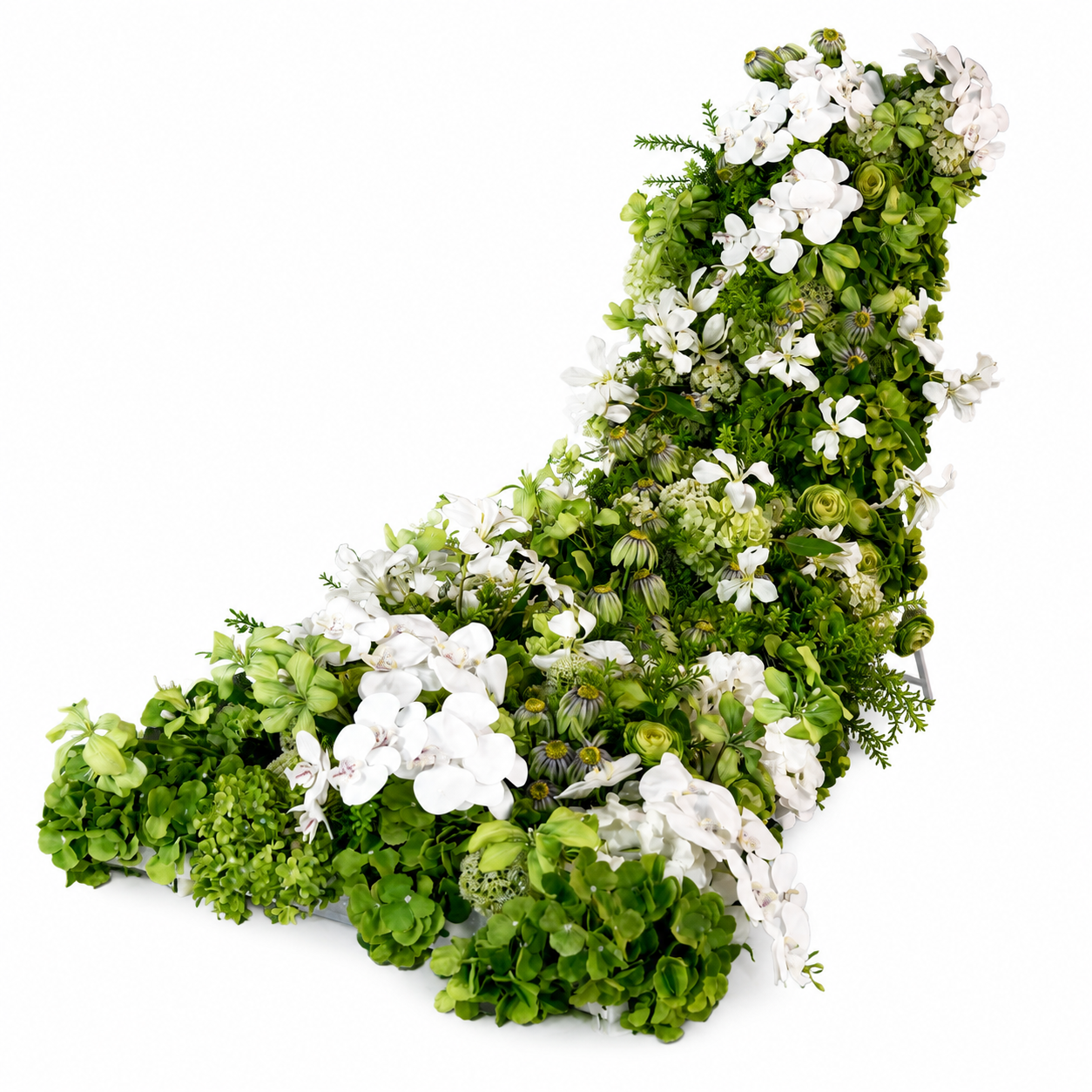 Artificial Wedding Flower Waterfall 6.9ft Arch Decor, Green & White