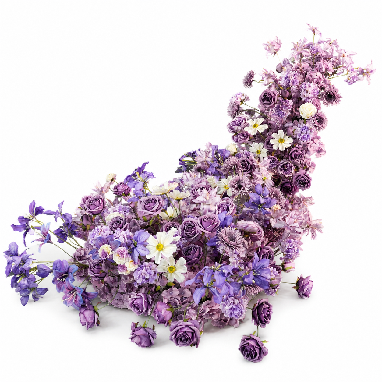 Artificial Wedding Flower Waterfall 6.9ft Arch Decor, Purple & Lavender