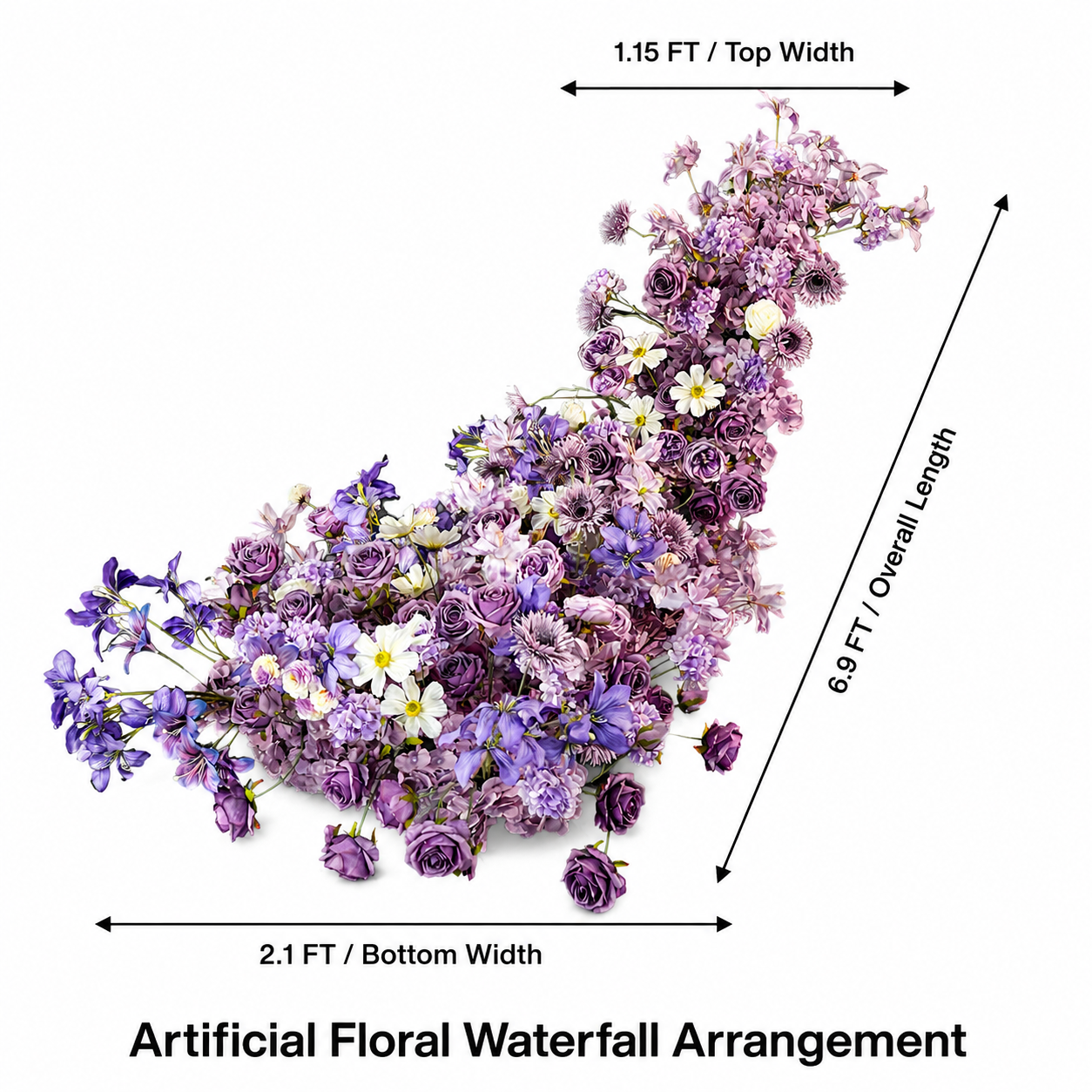 Artificial Wedding Flower Waterfall 6.9ft Arch Decor, Purple & Lavender