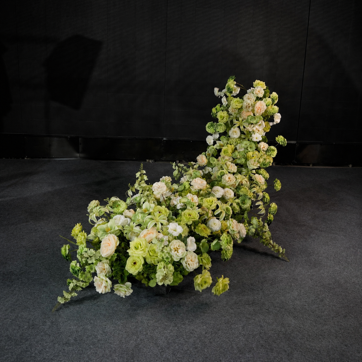 Artificial Wedding Flower Waterfall 6.9ft Arch Decor, Light Green & Ivory