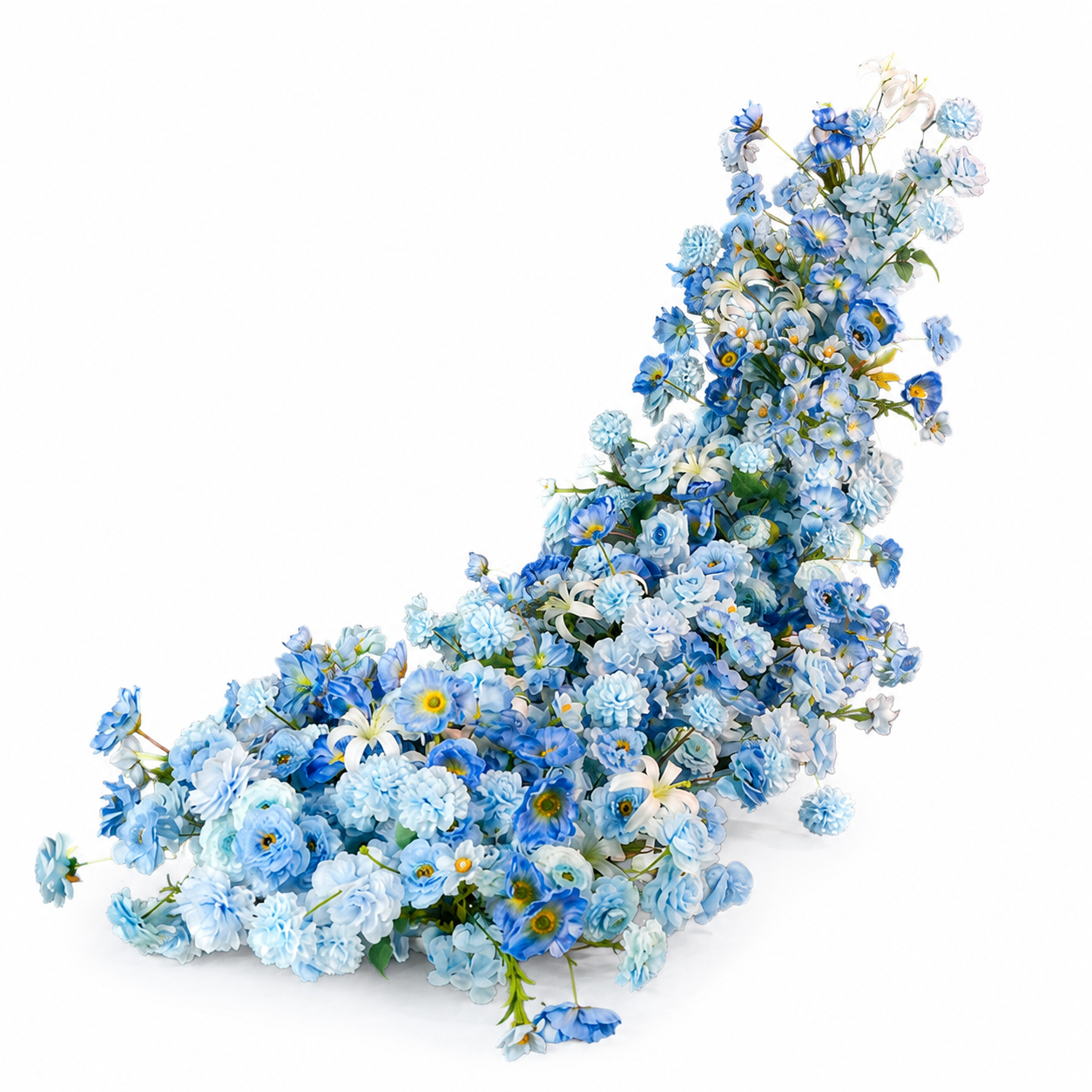 Artificial Wedding Flower Waterfall 6.9ft Arch Decor, Ice Blue & White