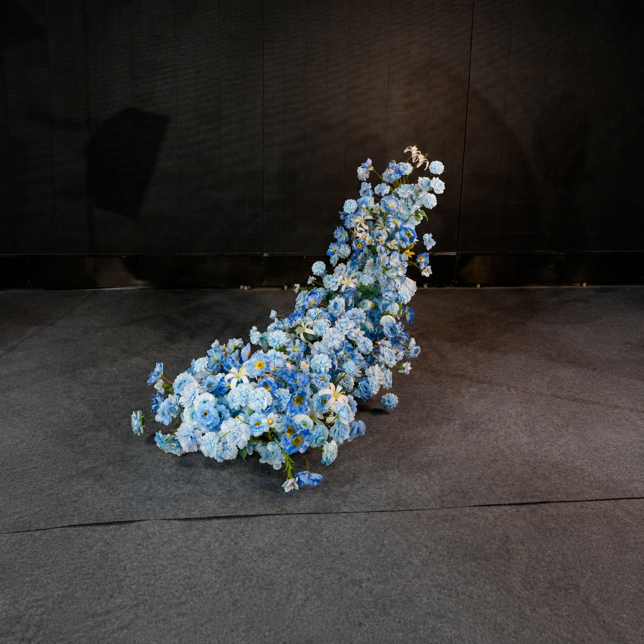 Artificial Wedding Flower Waterfall 6.9ft Arch Decor, Ice Blue & White