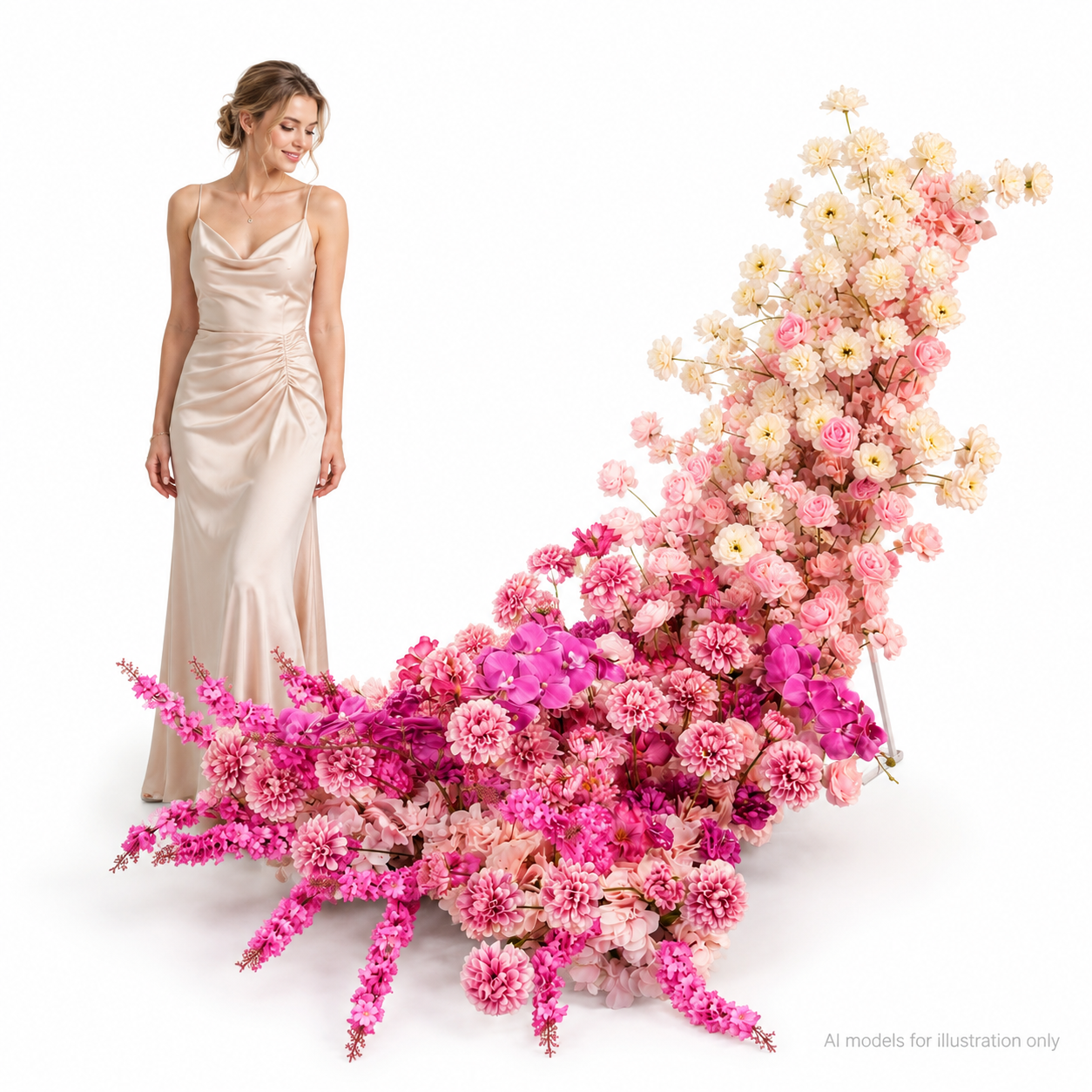 Artificial Wedding Flower Waterfall 6.9ft Arch Decor, Blush Pink & Lavender