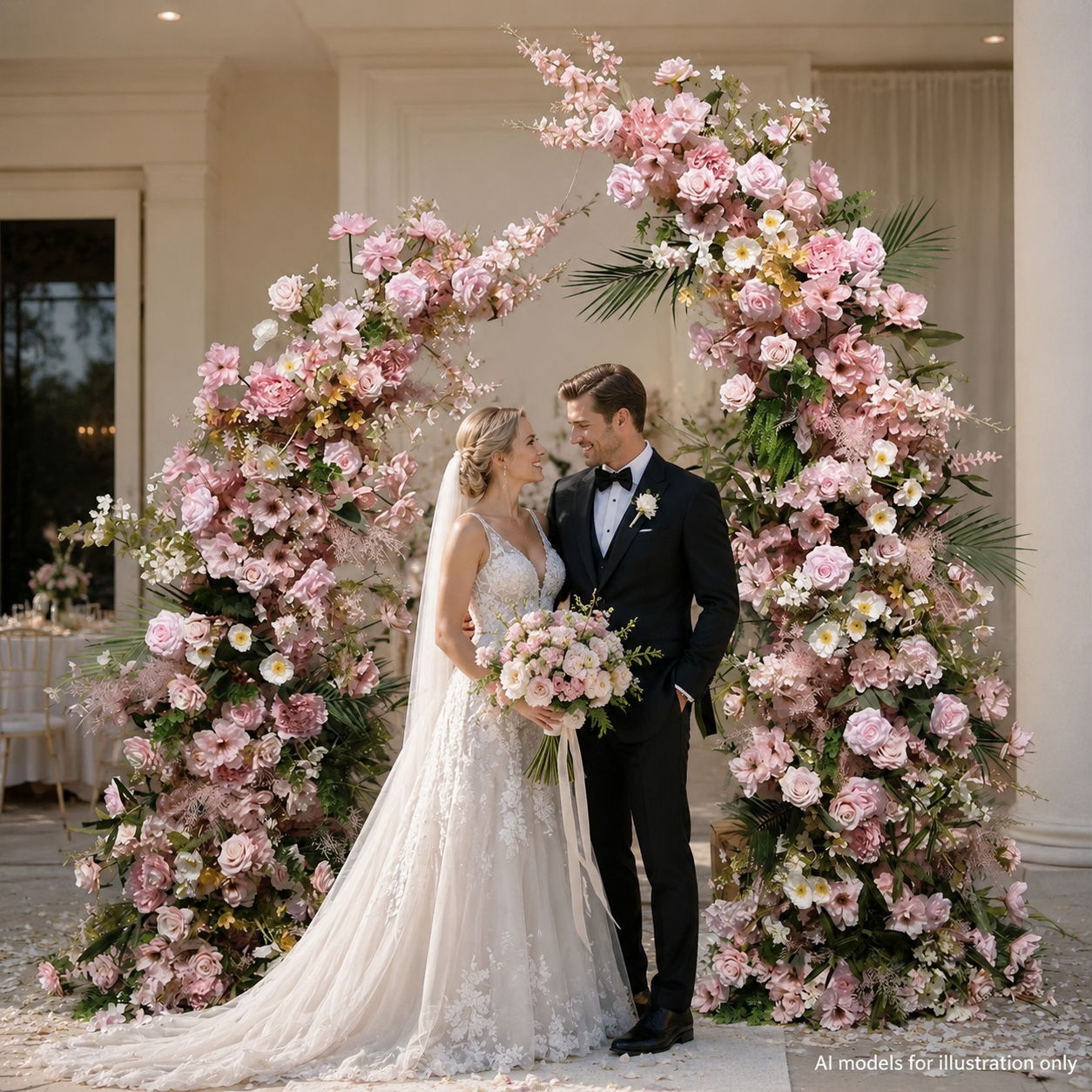 Artificial Flower Arch Set with Stand 5.9FT Wedding Backdrop Decor