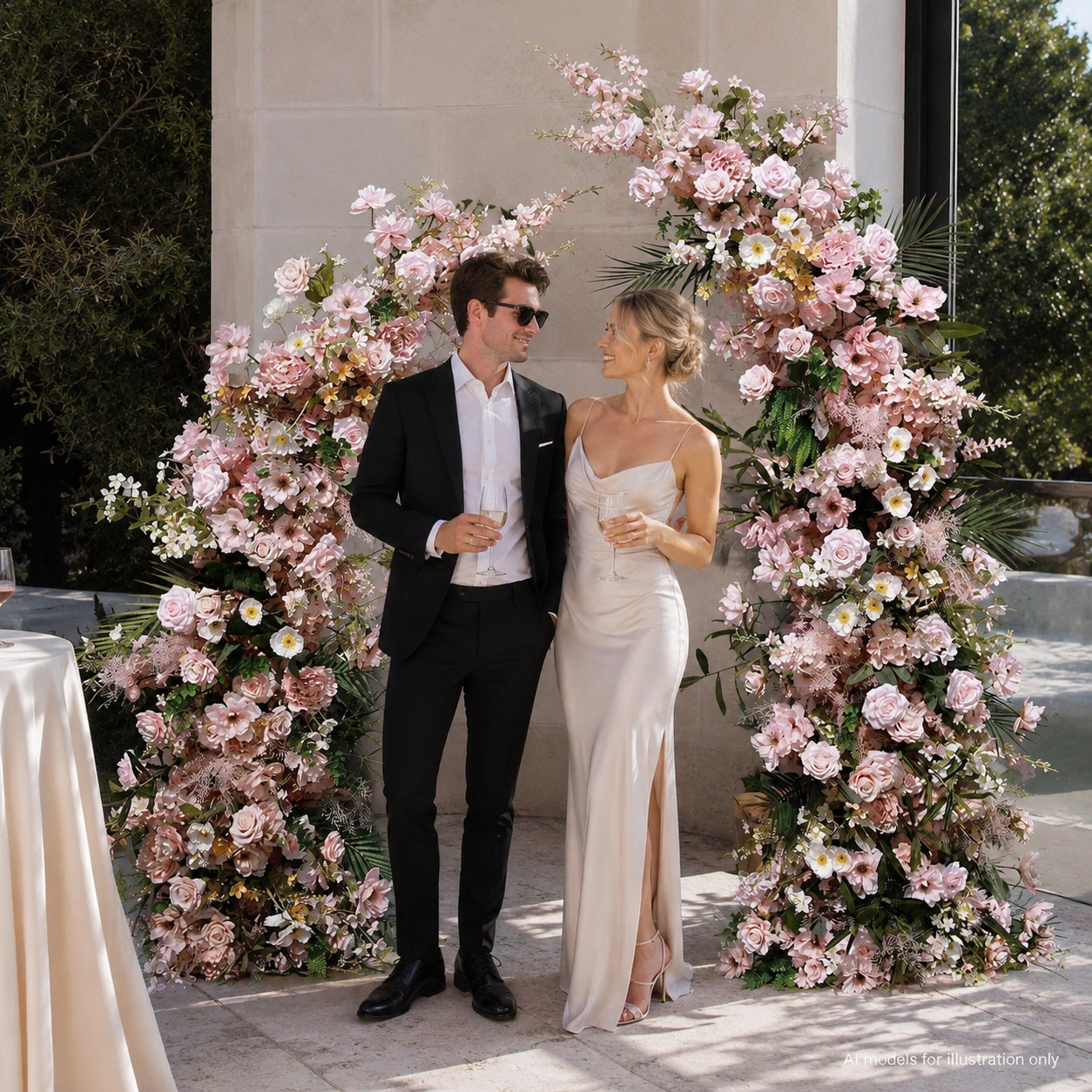 Artificial Flower Arch Set with Stand 5.9FT Wedding Backdrop Decor