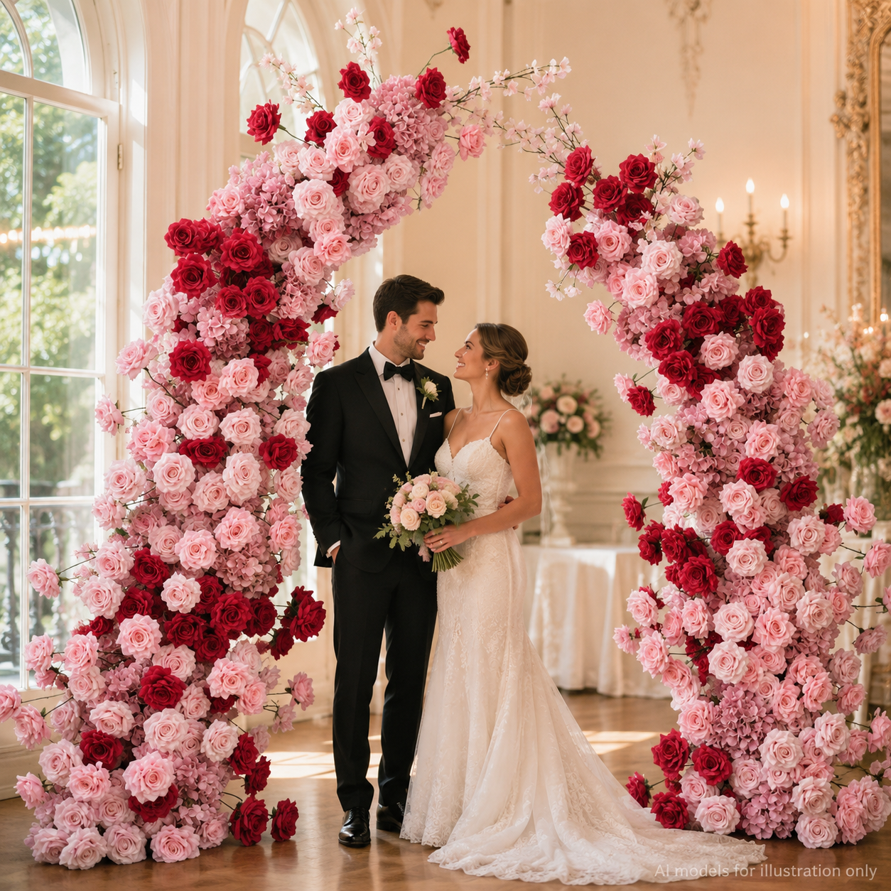 Artificial Flower Arch Set with Stand 5.9FT Wedding Backdrop Decor