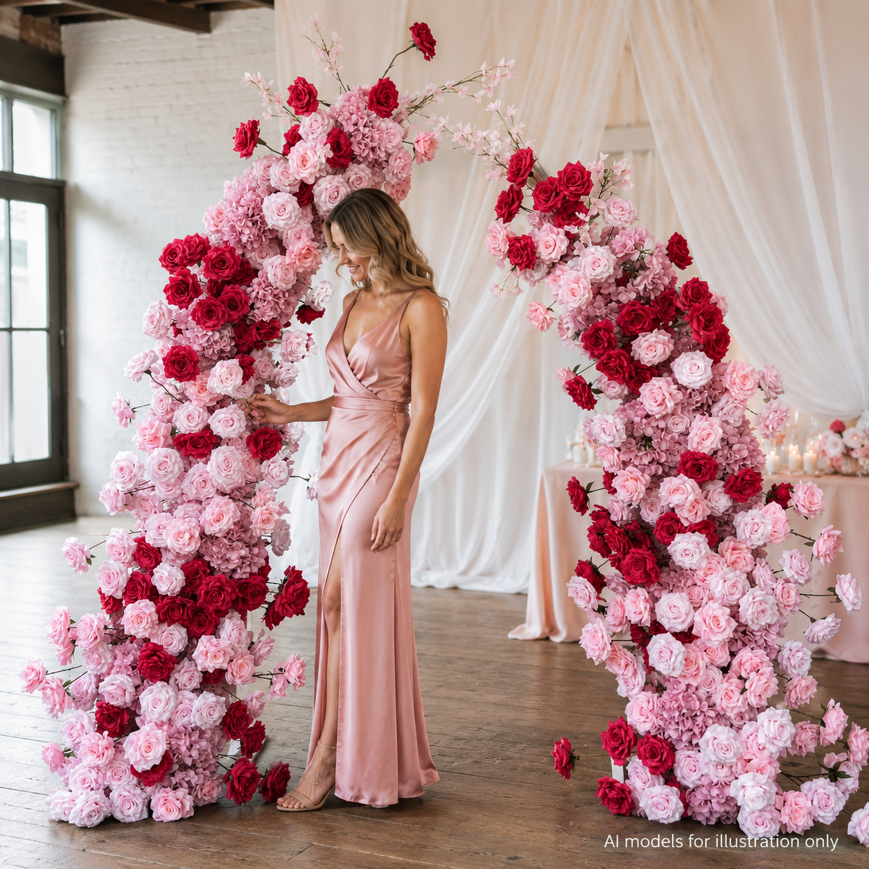 Artificial Flower Arch Set with Stand 5.9FT Wedding Backdrop Decor