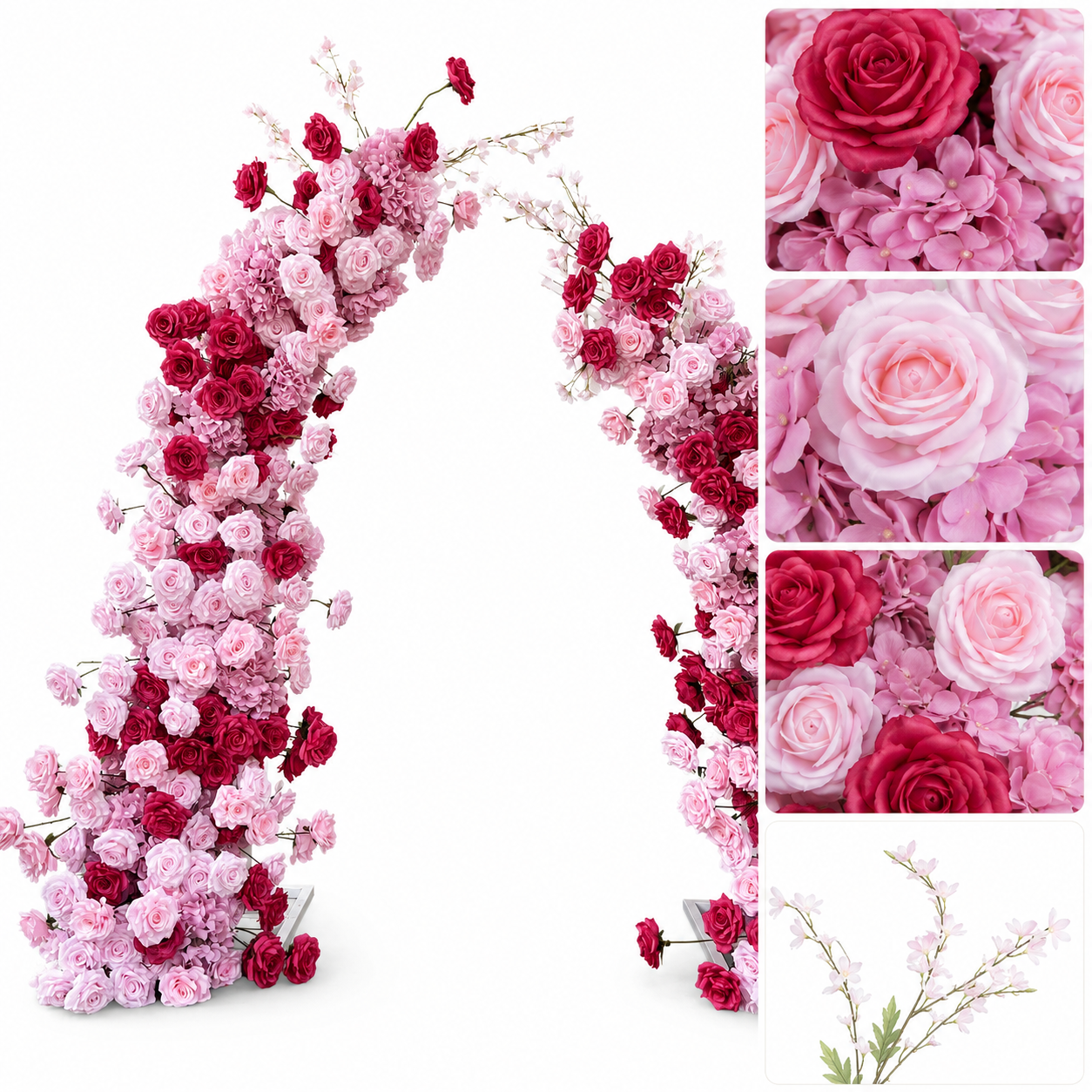 Artificial Flower Arch Set with Stand 5.9FT Wedding Backdrop Decor