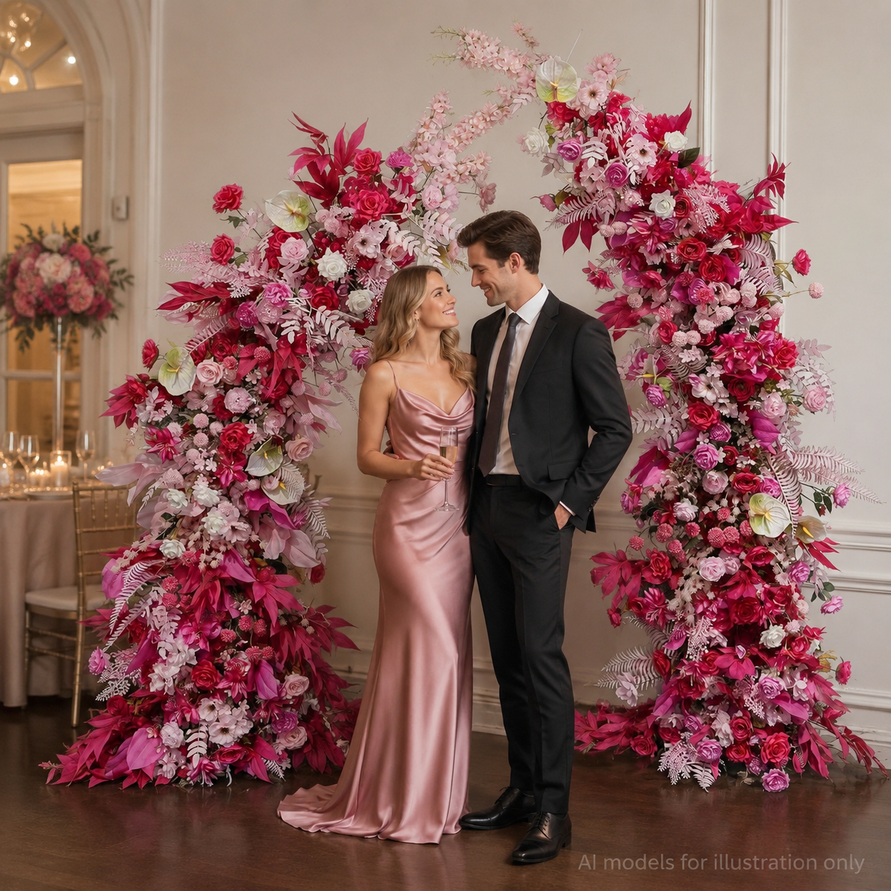 Artificial Flower Arch Set with Stand 5.9FT Wedding Backdrop Decor