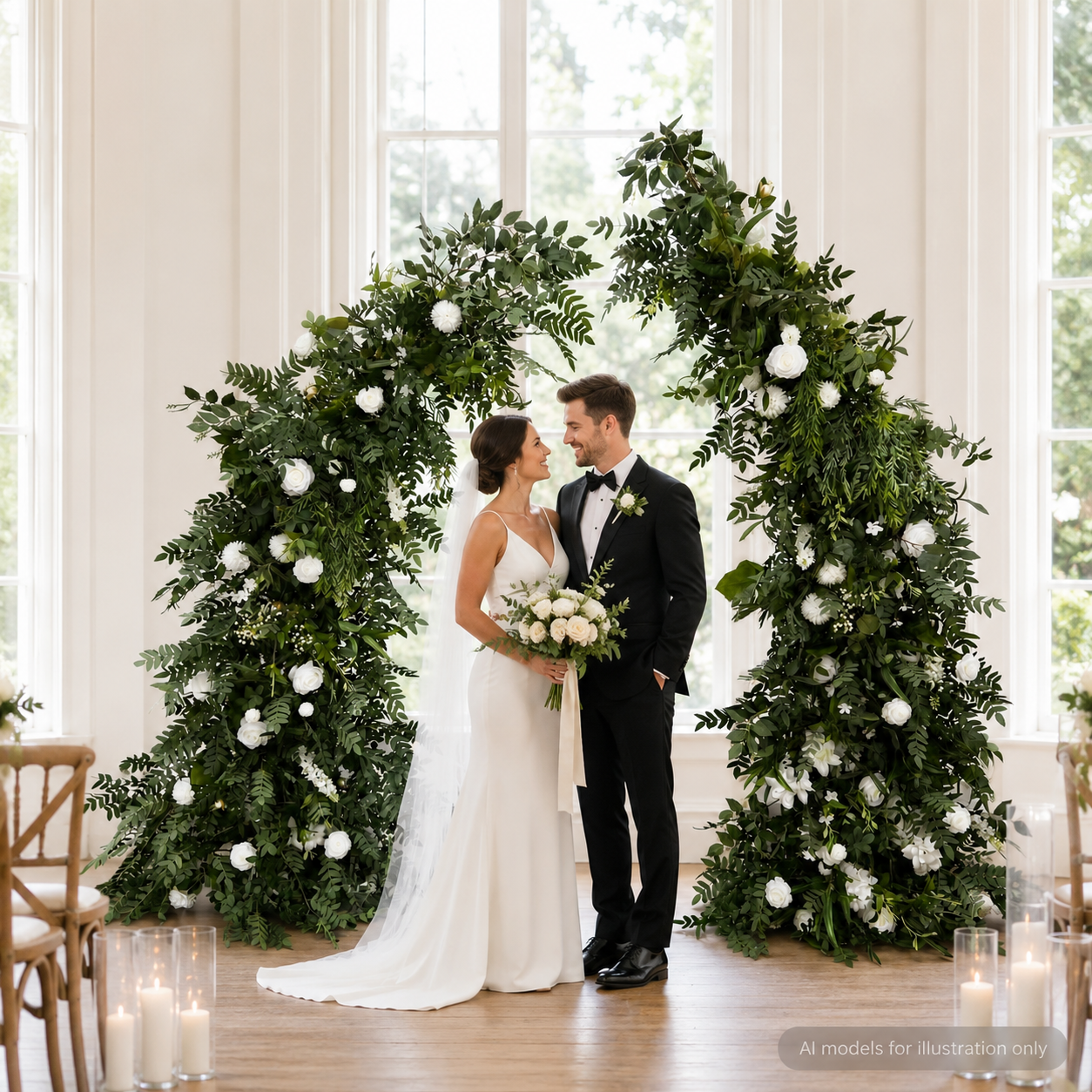 Artificial Flower Arch Set with Stand 5.9FT Wedding Backdrop Decor