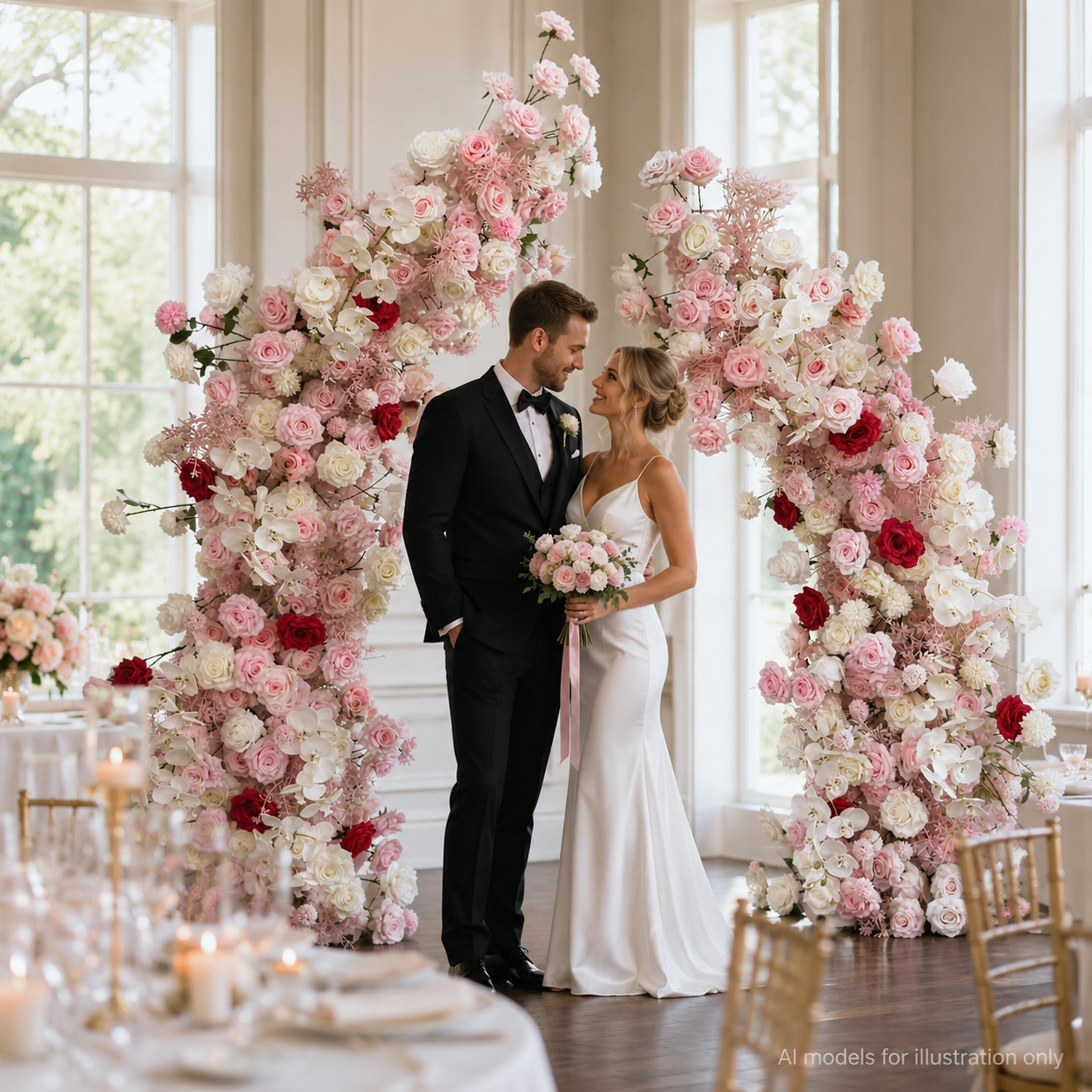 Artificial Flower Arch Set with Stand 5.9FT Wedding Backdrop Decor