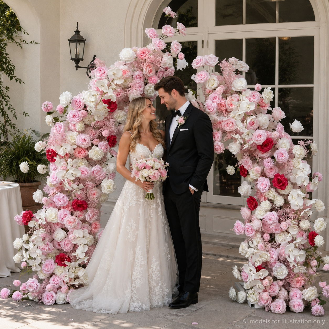 Artificial Flower Arch Set with Stand 5.9FT Wedding Backdrop Decor