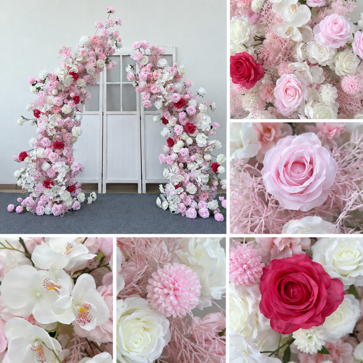 Artificial Flower Arch Set with Stand 5.9FT Wedding Backdrop Decor
