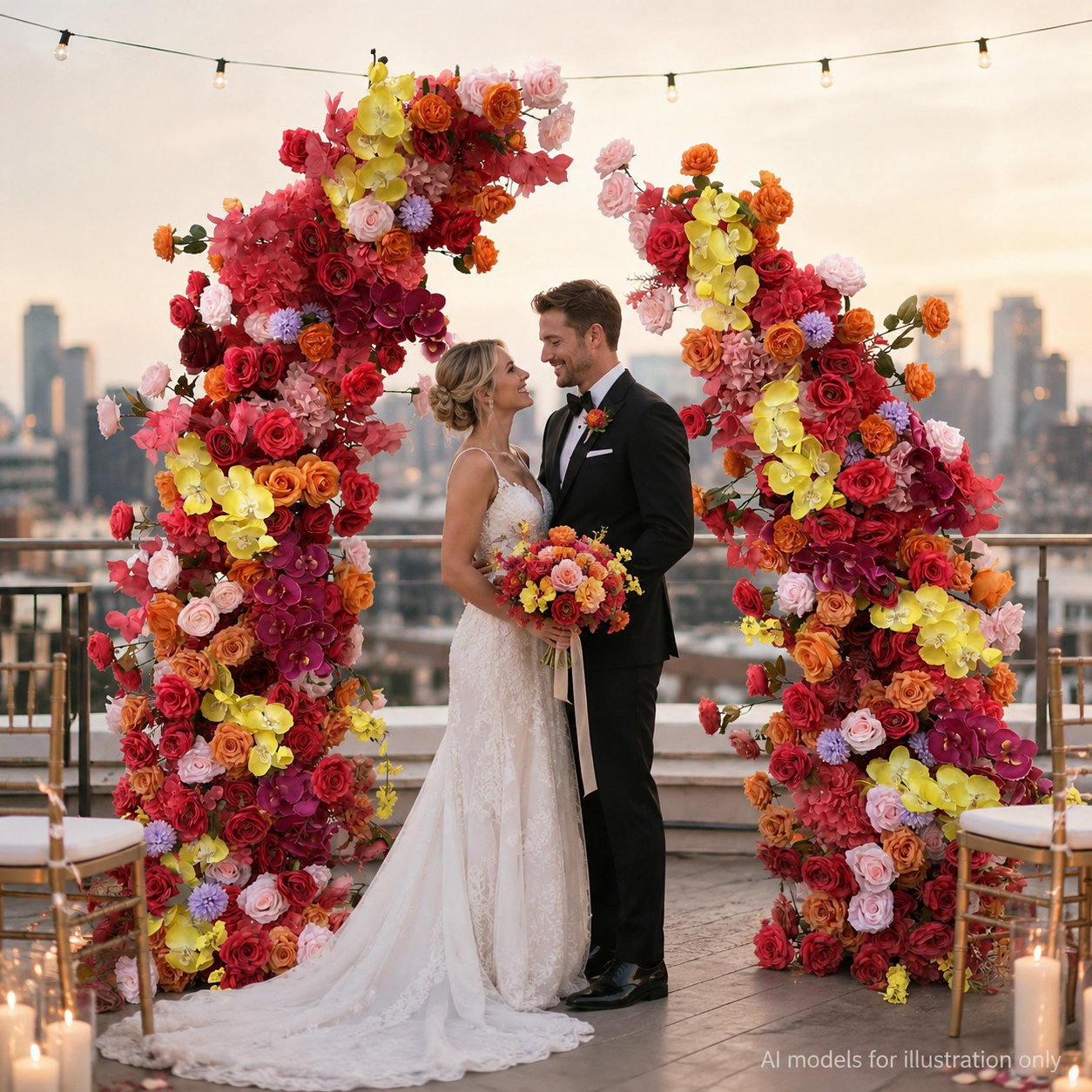 Artificial Flower Arch Set with Stand 5.9FT Wedding Backdrop Decor