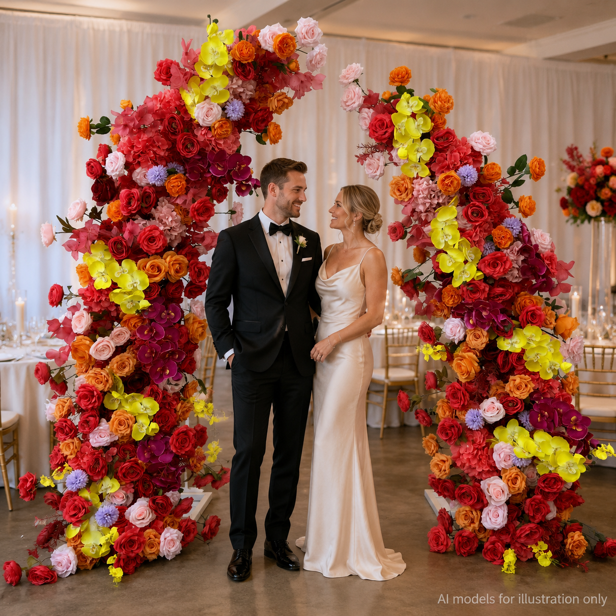 Artificial Flower Arch Set with Stand 5.9FT Wedding Backdrop Decor