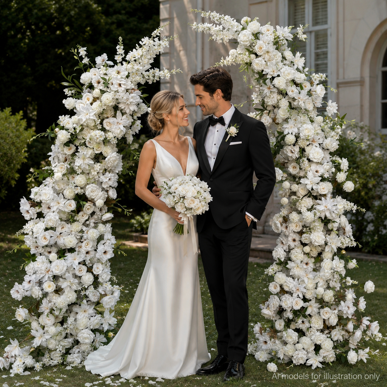 Artificial Flower Arch Set with Stand 5.9FT Wedding Backdrop Decor