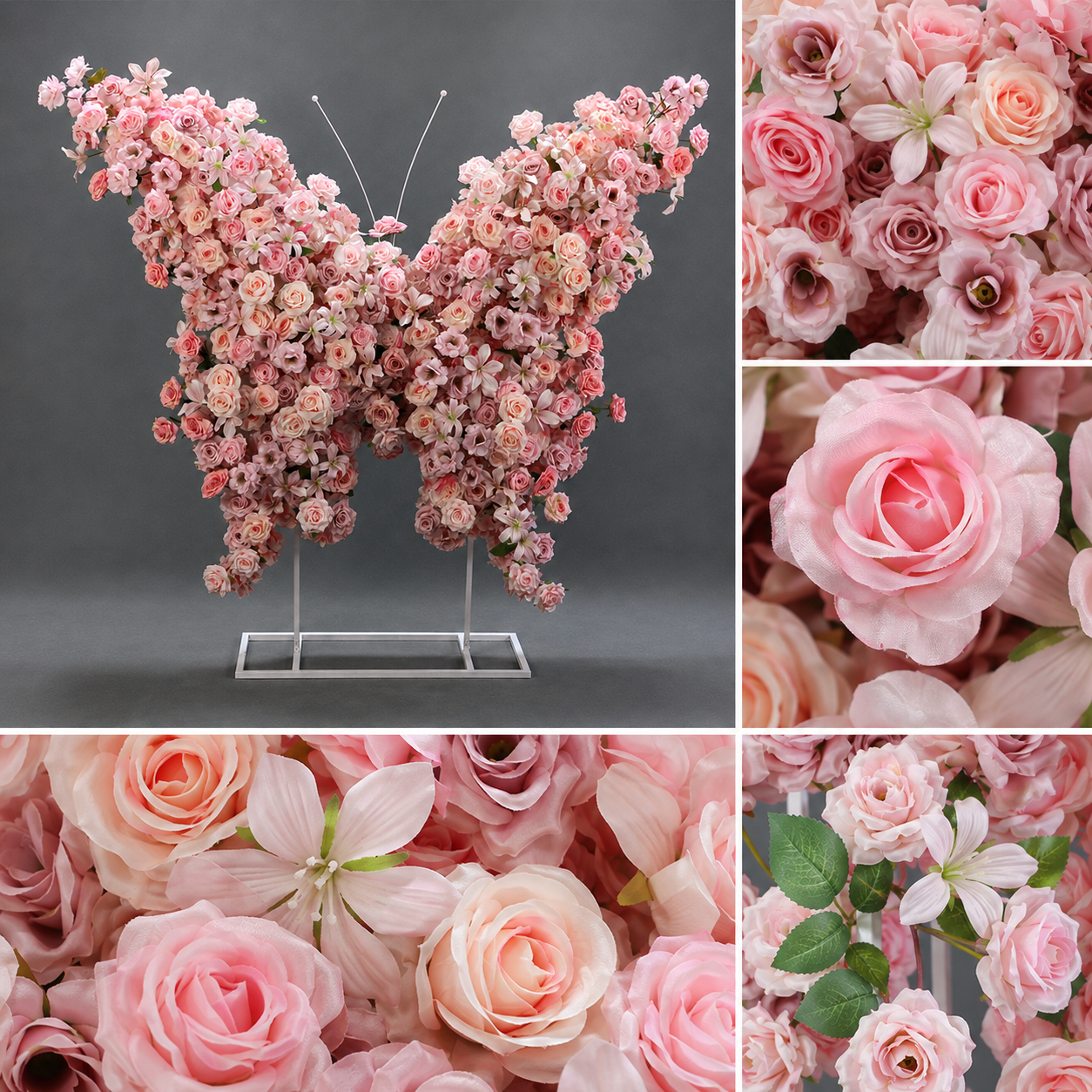 5FT Blush Pink Butterfly Flower Arch, Wedding Backdrop Decor