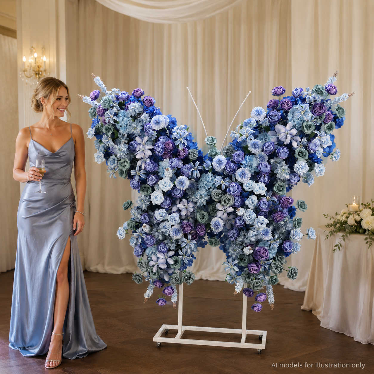 5FT Sky Blue Butterfly Flower Arch, Wedding Backdrop Decor