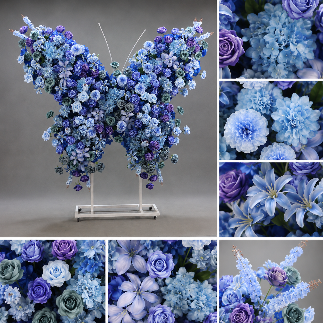 5FT Sky Blue Butterfly Flower Arch, Wedding Backdrop Decor