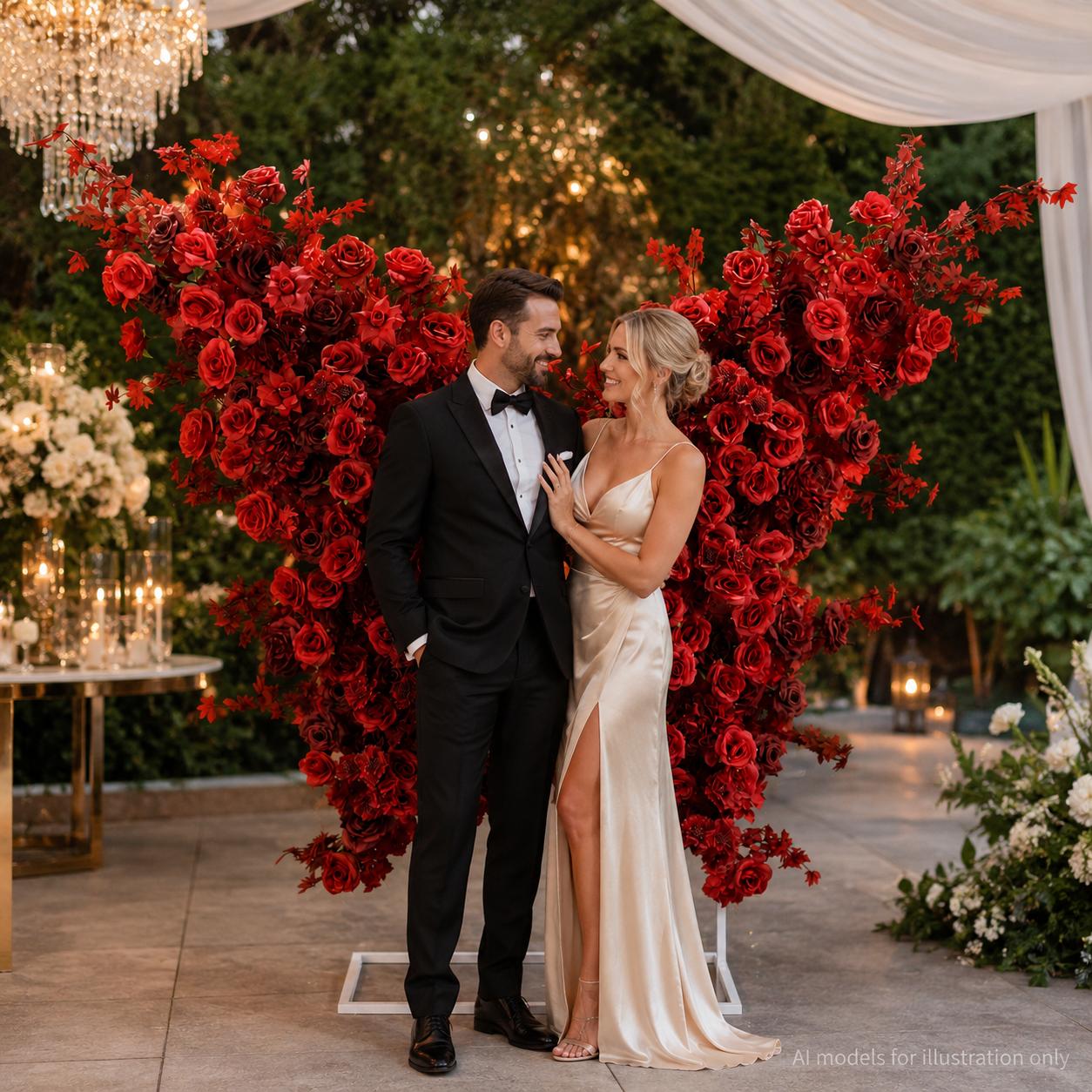 5FT Red Butterfly Flower Arch, Rose Wedding Backdrop Decor