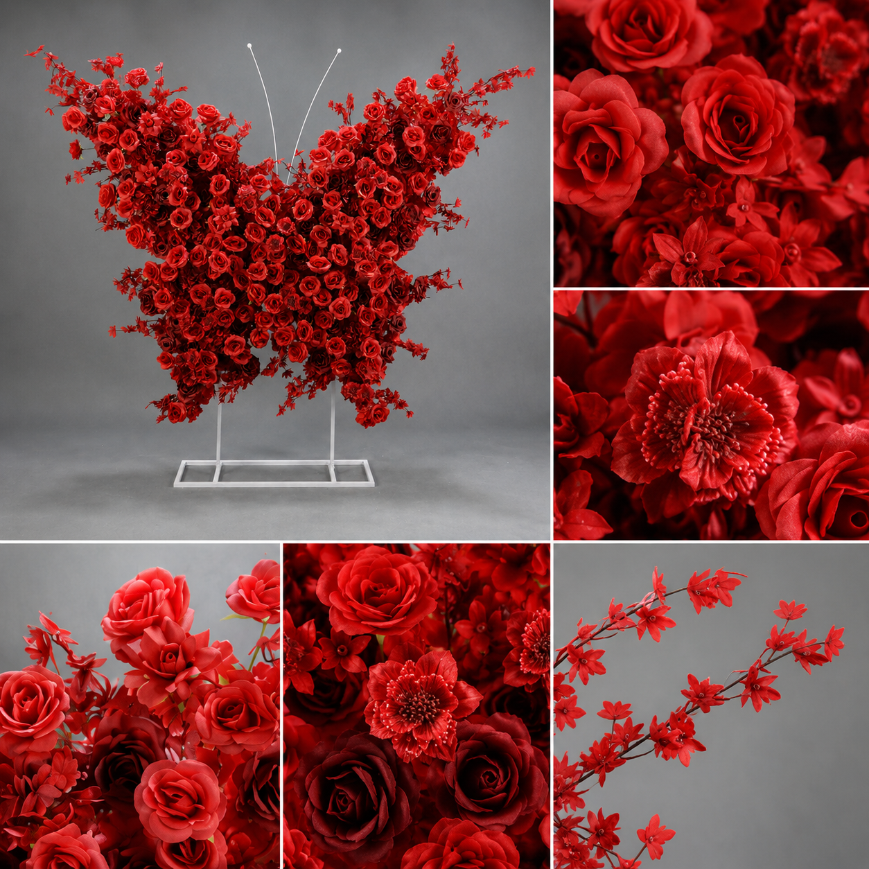 5FT Red Butterfly Flower Arch, Rose Wedding Backdrop Decor
