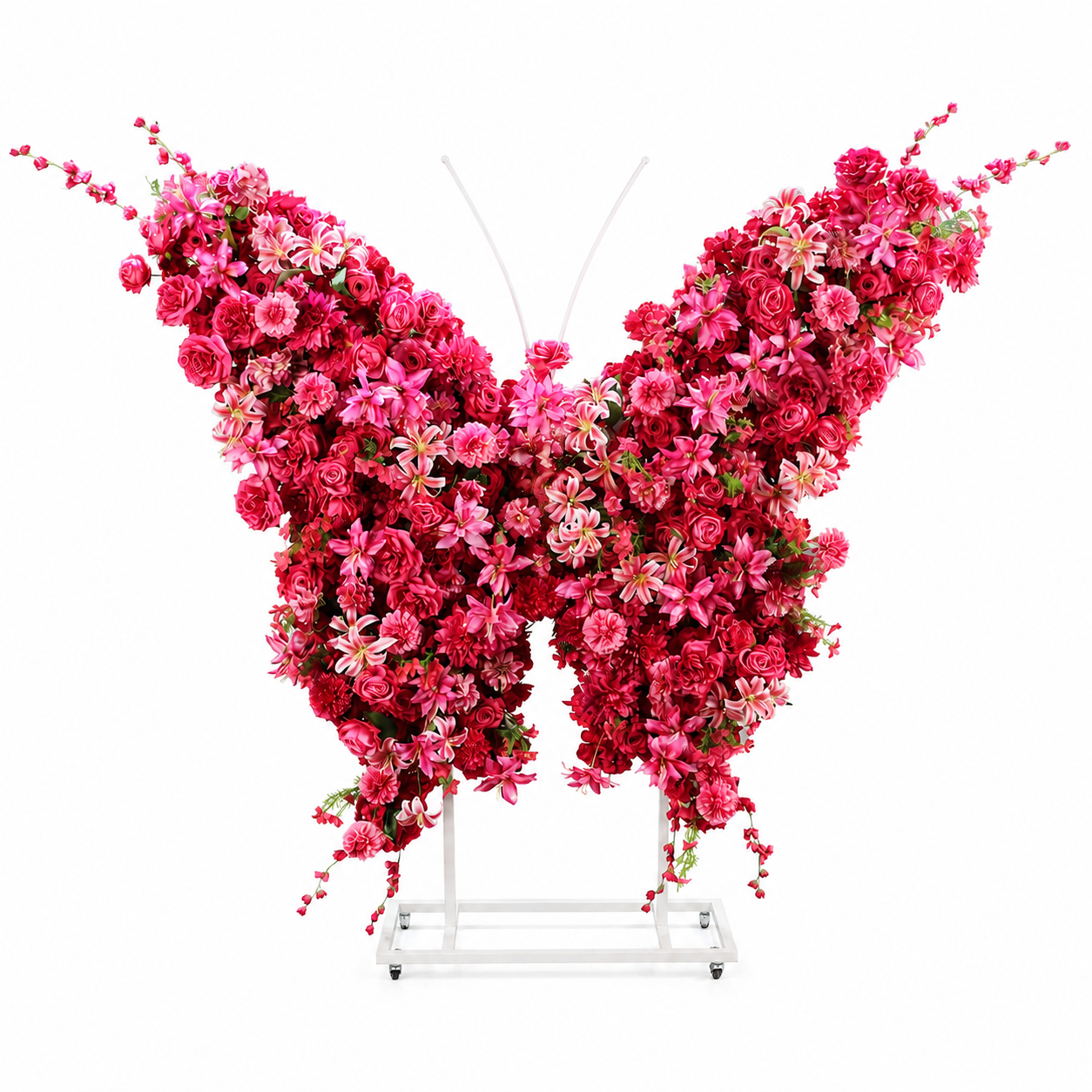 5FT Hot Pink Red Butterfly Flower Arch, Wedding Backdrop Decor