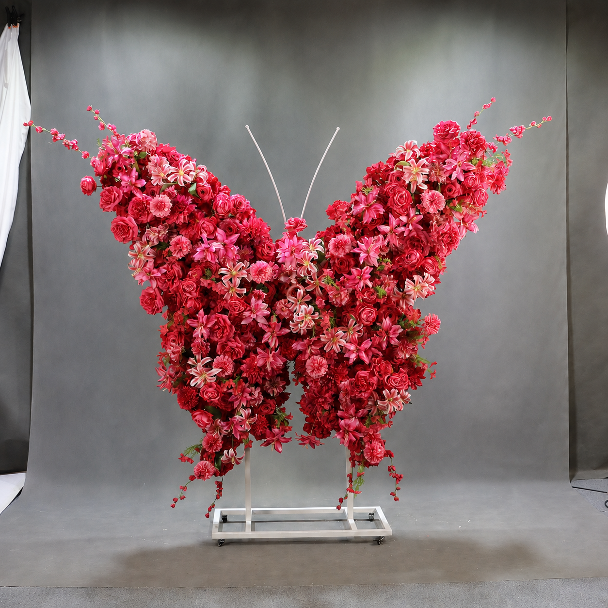 5FT Hot Pink Red Butterfly Flower Arch, Wedding Backdrop Decor