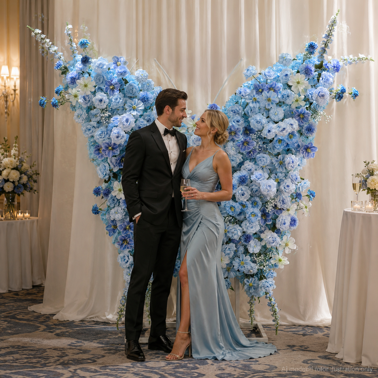 5FT Sky Blue Butterfly Flower Arch, Wedding Backdrop Decor