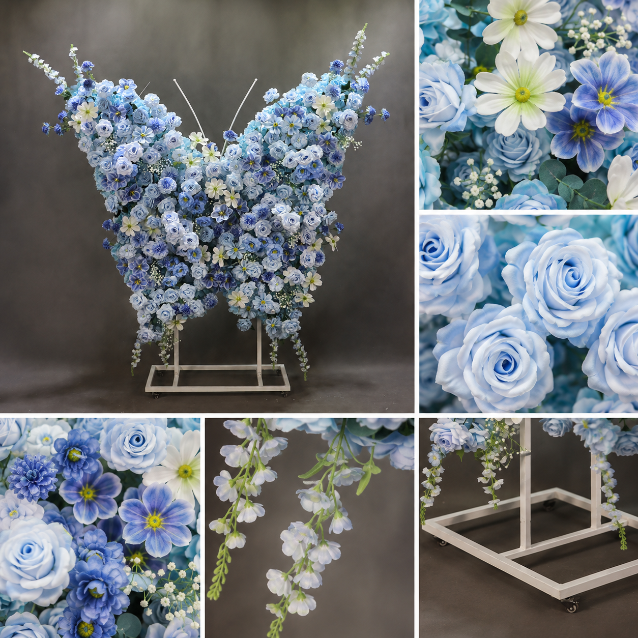 5FT Sky Blue Butterfly Flower Arch, Wedding Backdrop Decor