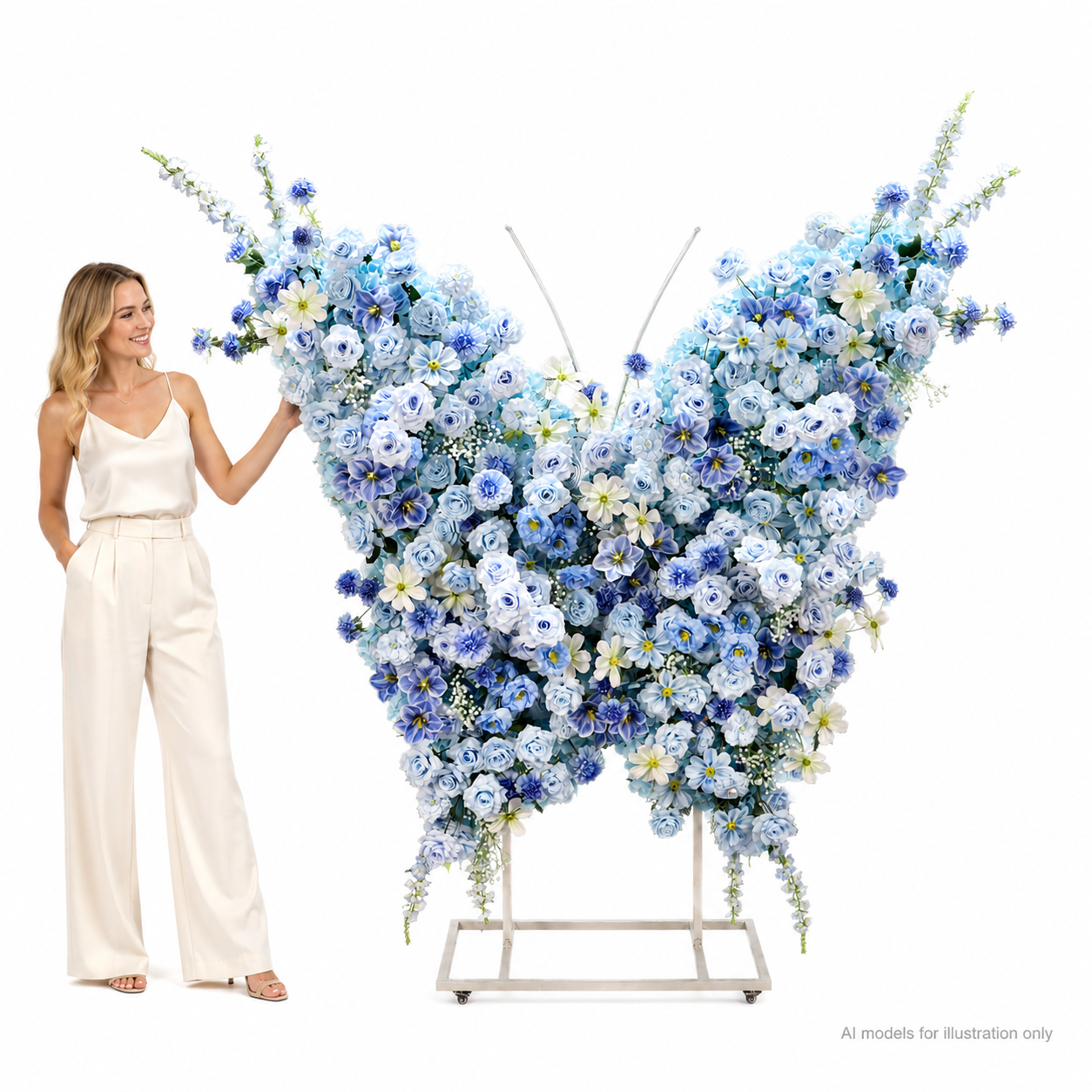 5FT Sky Blue Butterfly Flower Arch, Wedding Backdrop Decor