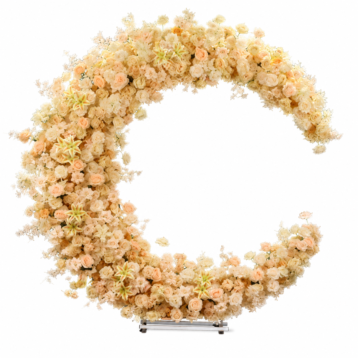 6FT yellow Crescent Moon Artificial Flower Arch with Stand, Wedding Backdrop