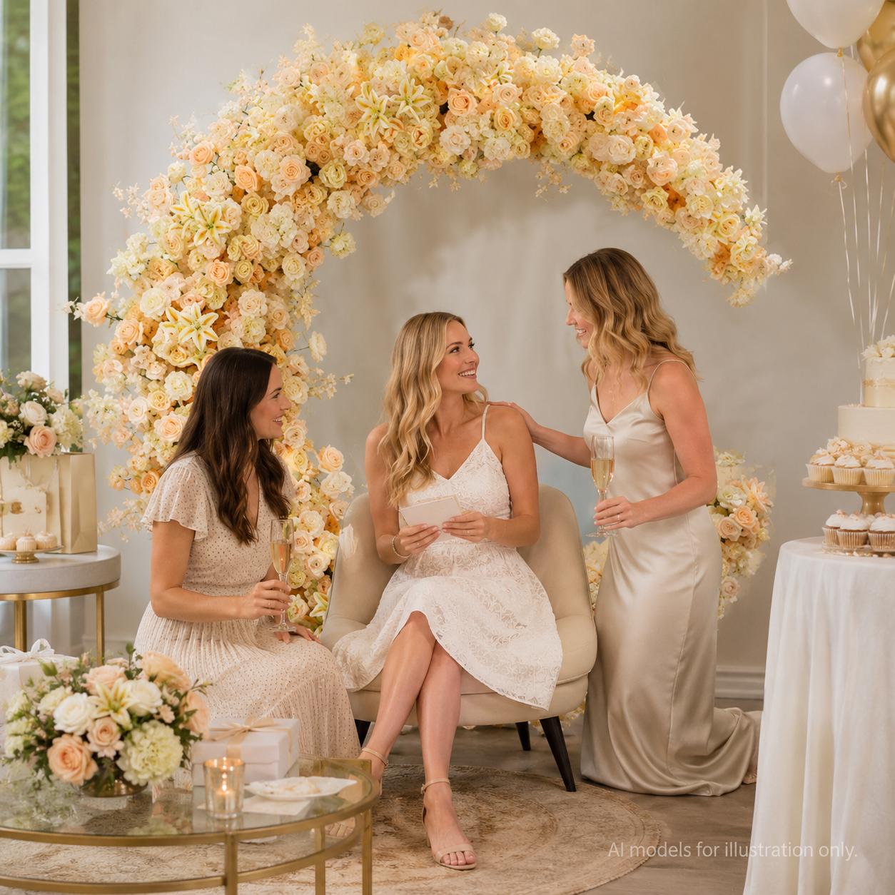 6FT yellow Crescent Moon Artificial Flower Arch with Stand, Wedding Backdrop