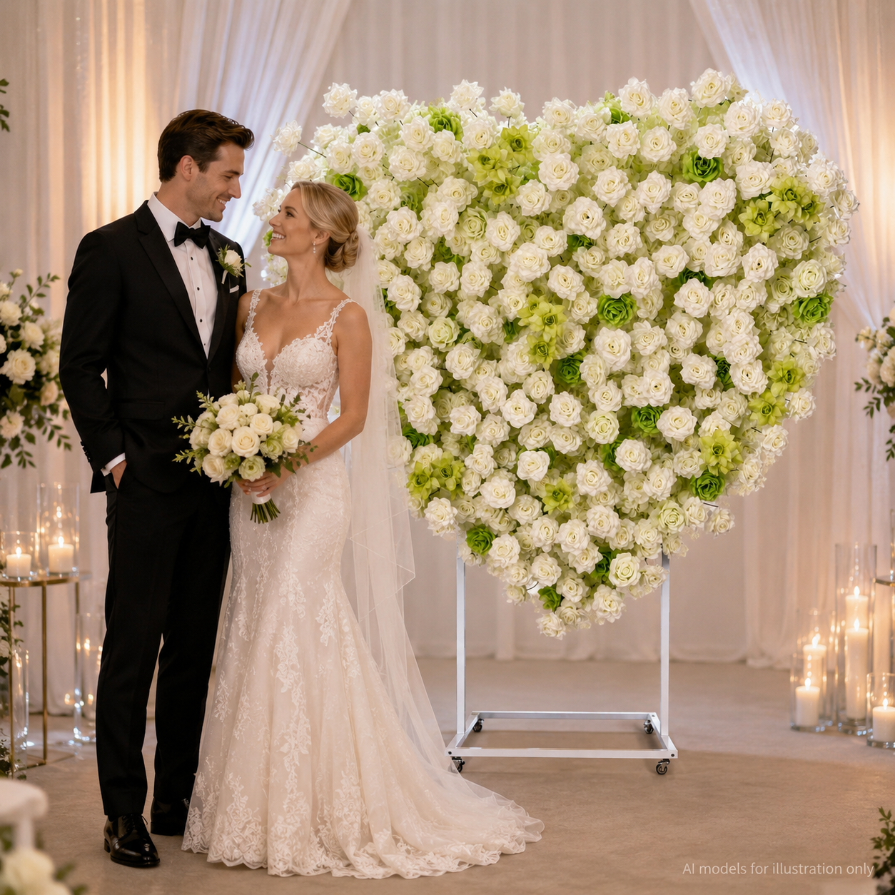 Heart Flower Arch with Stand, Wedding Floral Backdrop Decor