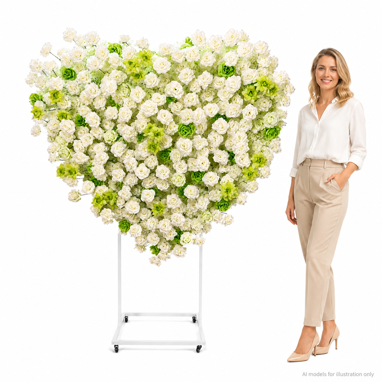 Heart Flower Arch with Stand, Wedding Floral Backdrop Decor