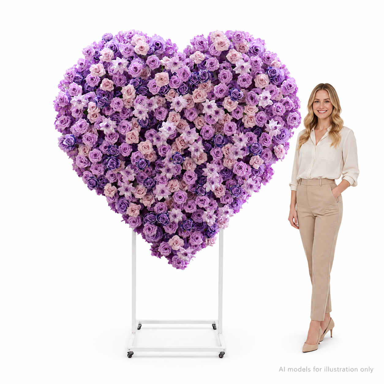Heart Flower Arch with Stand, Wedding Floral Backdrop Decor