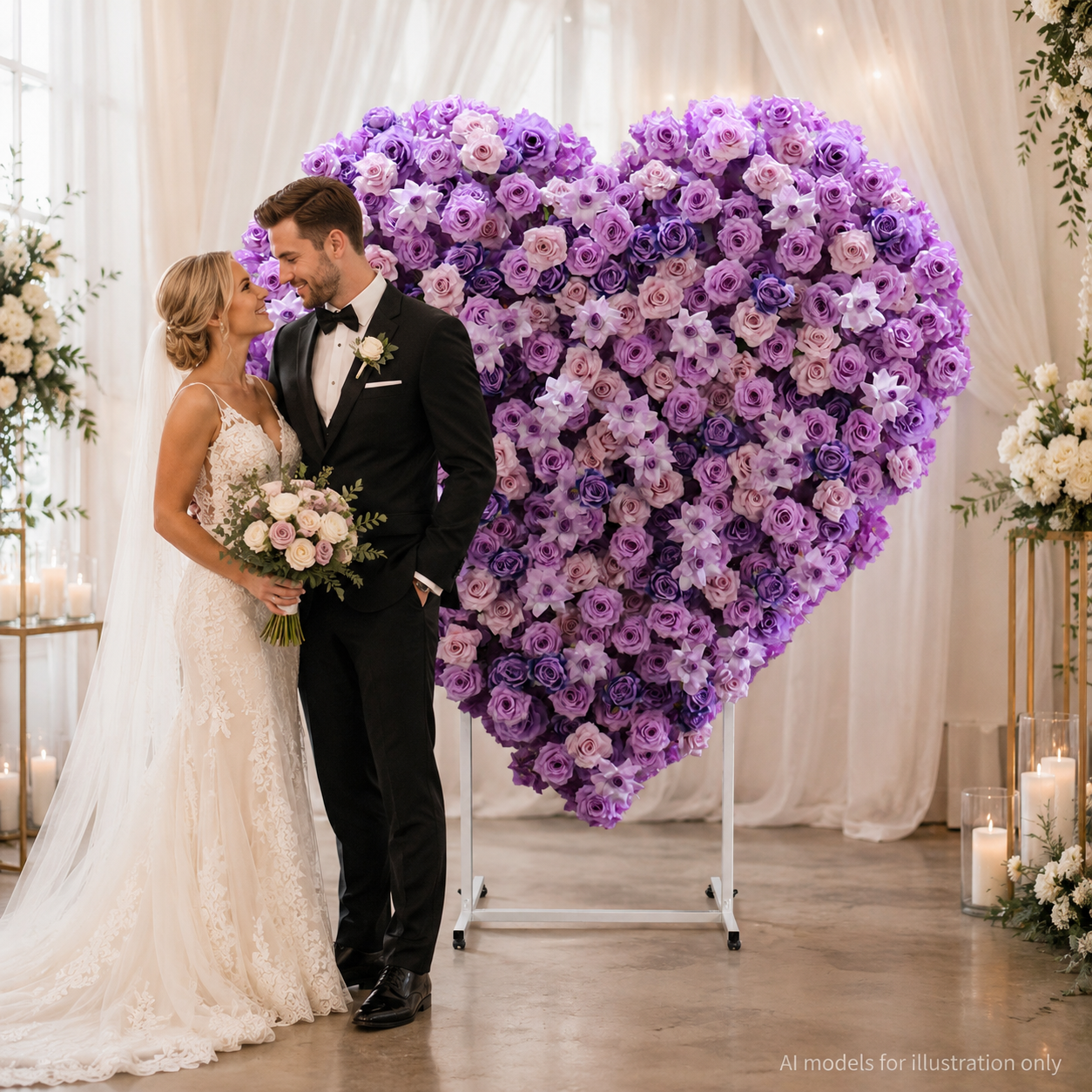 Heart Flower Arch with Stand, Wedding Floral Backdrop Decor