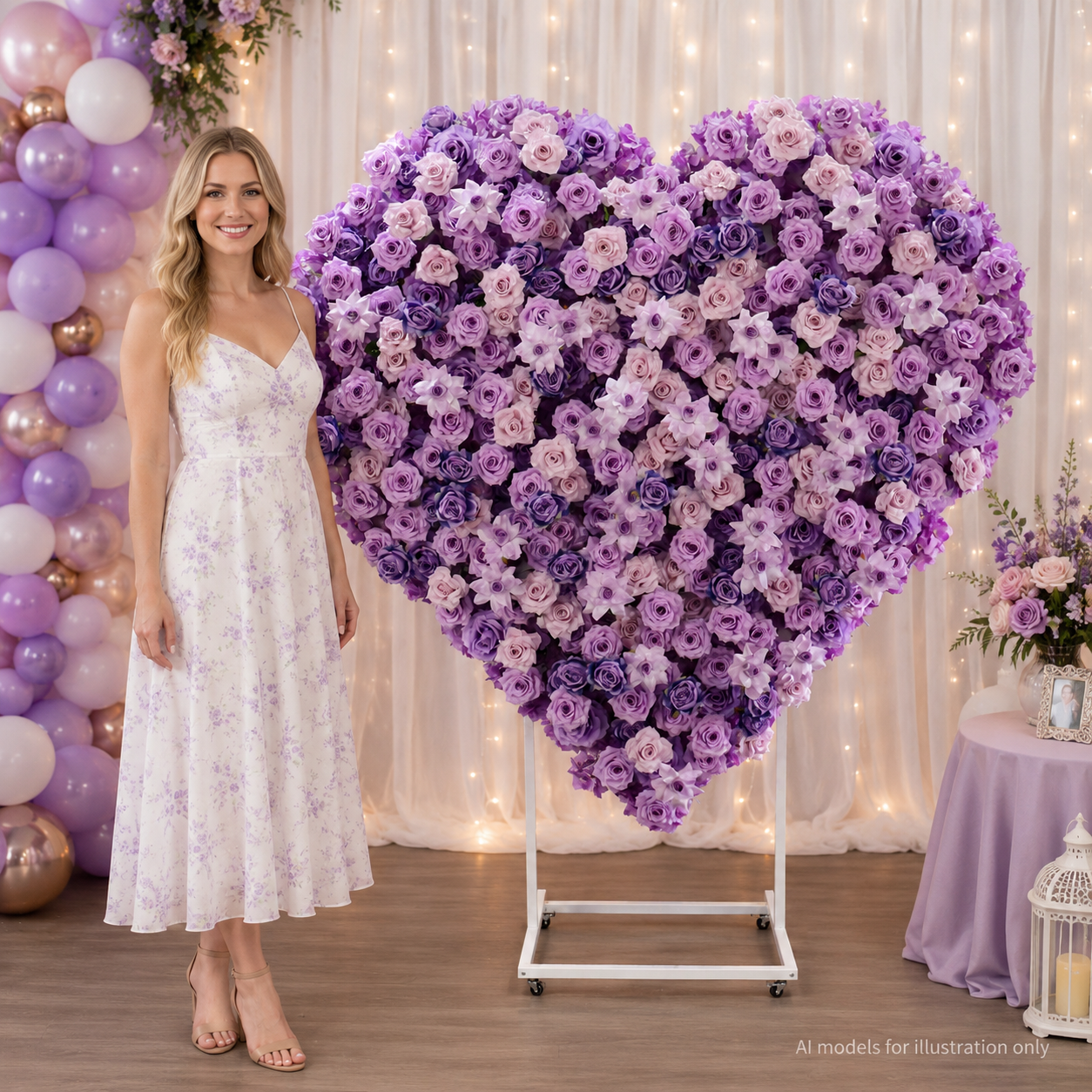 Heart Flower Arch with Stand, Wedding Floral Backdrop Decor