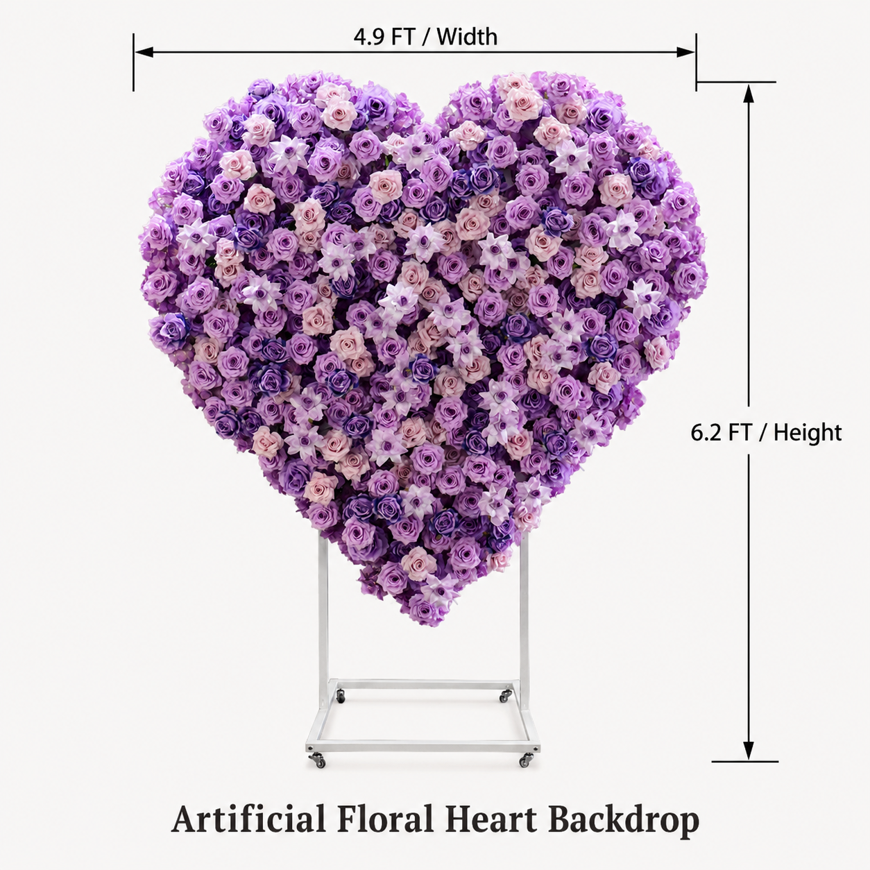 Heart Flower Arch with Stand, Wedding Floral Backdrop Decor
