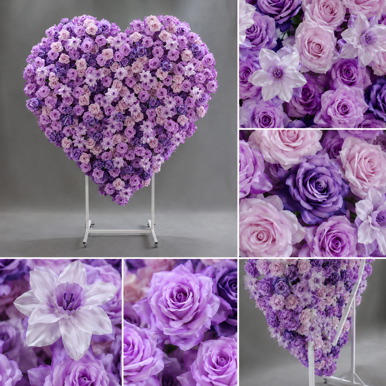 Heart Flower Arch with Stand, Wedding Floral Backdrop Decor