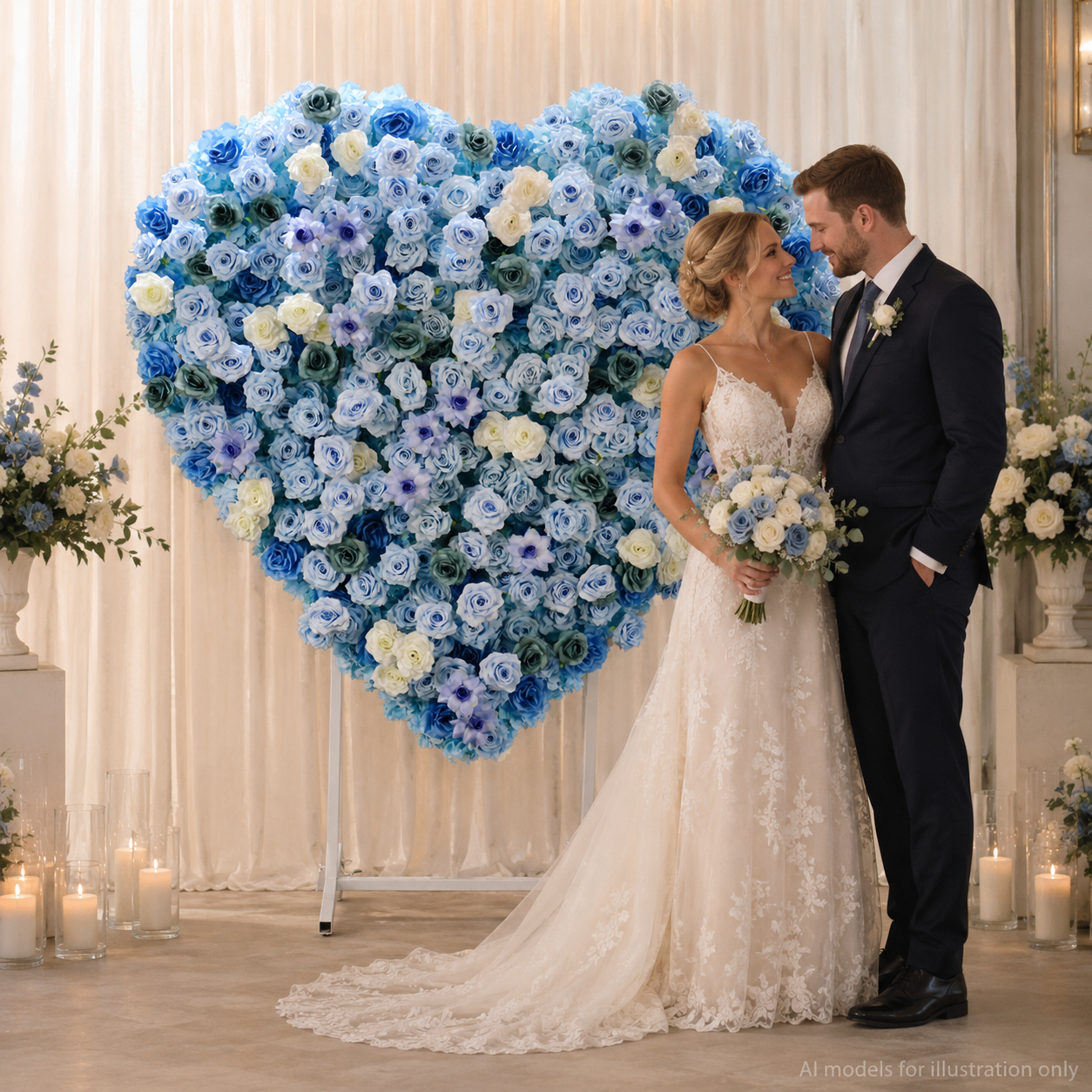 Heart Flower Arch with Stand, Wedding Floral Backdrop Decor