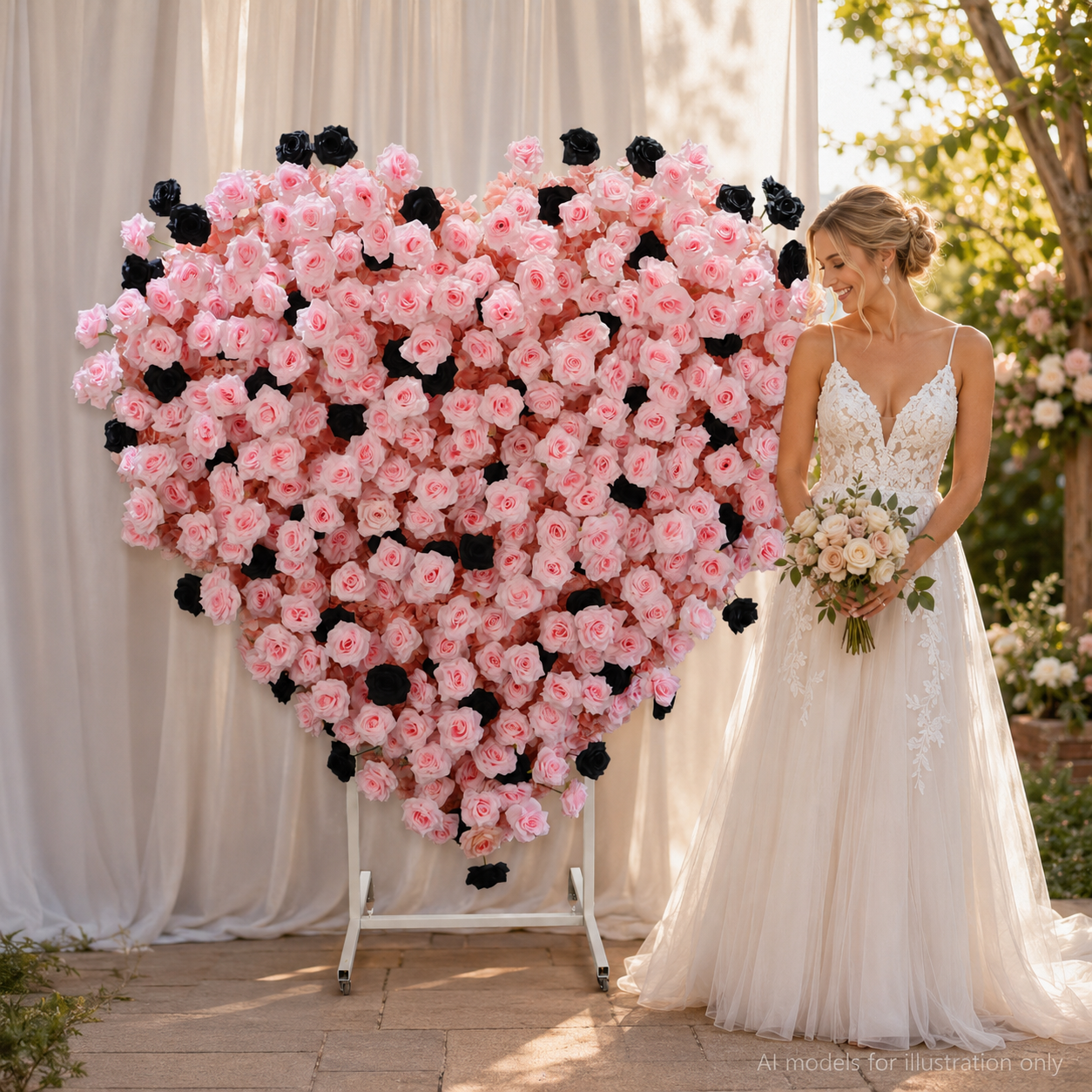 Heart Flower Arch with Stand, Wedding Floral Backdrop Decor