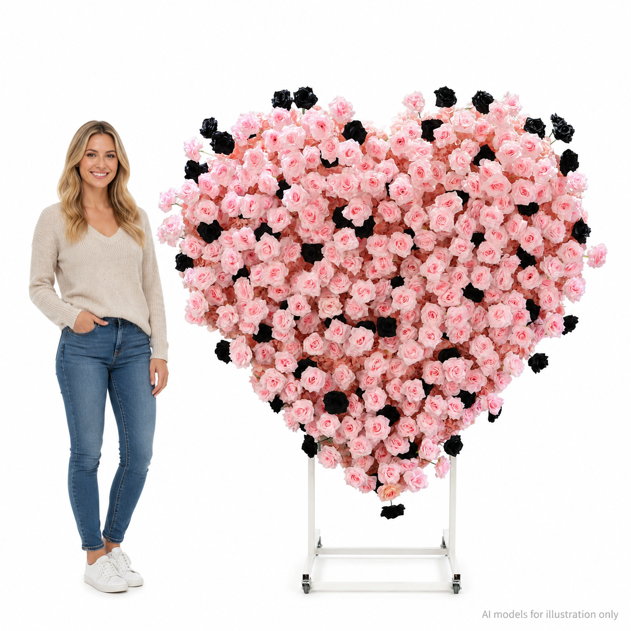 Heart Flower Arch with Stand, Wedding Floral Backdrop Decor