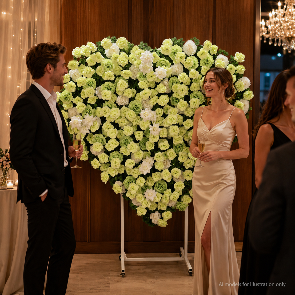 Heart Flower Arch with Stand, Wedding Floral Backdrop Decor